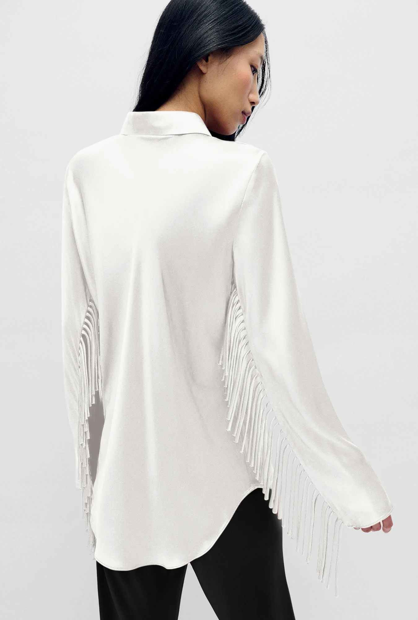 Fringe Bias Cut Shirt White - Image 3