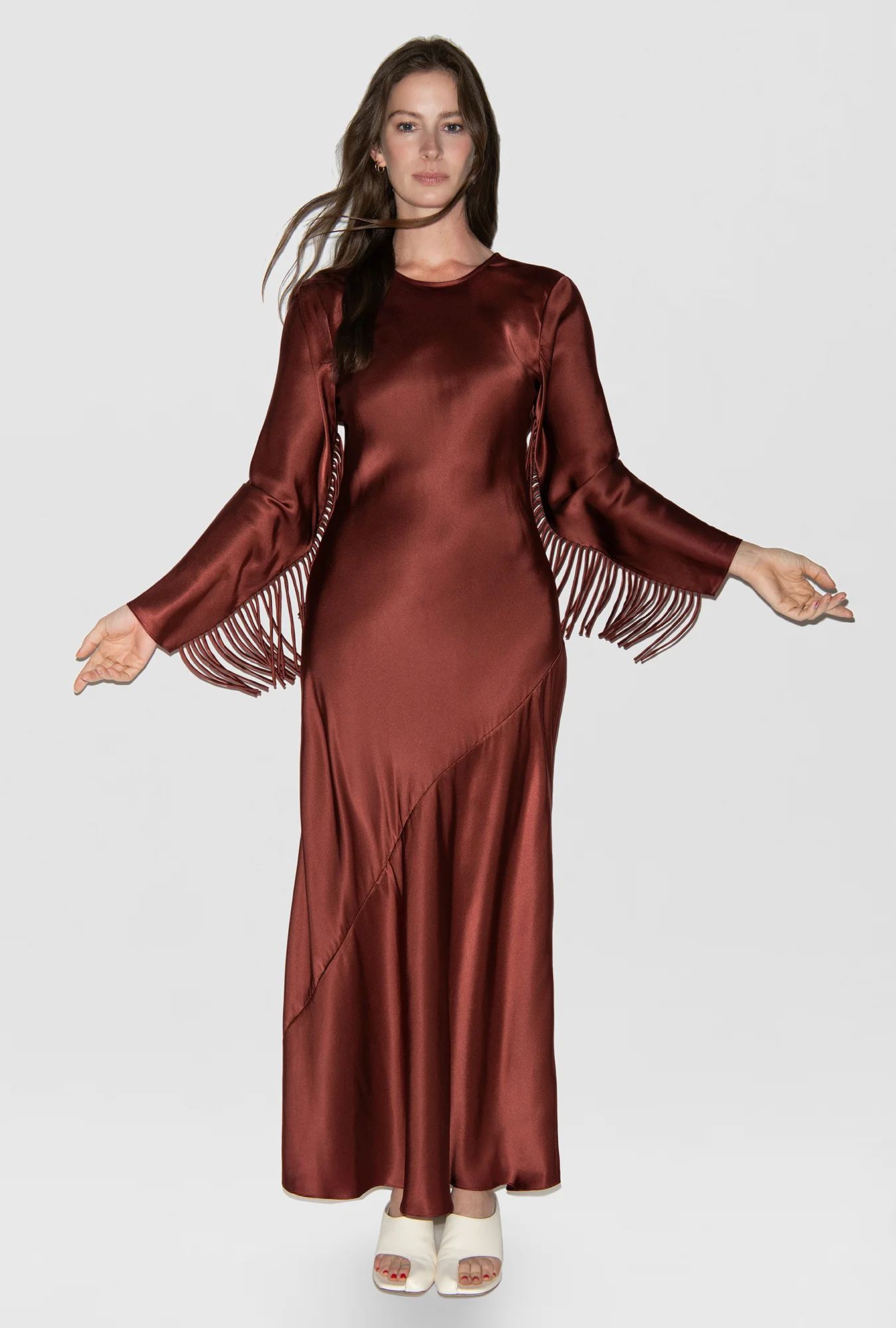 Fringe Full Sleeve Bias Dress Canyon - Image 2