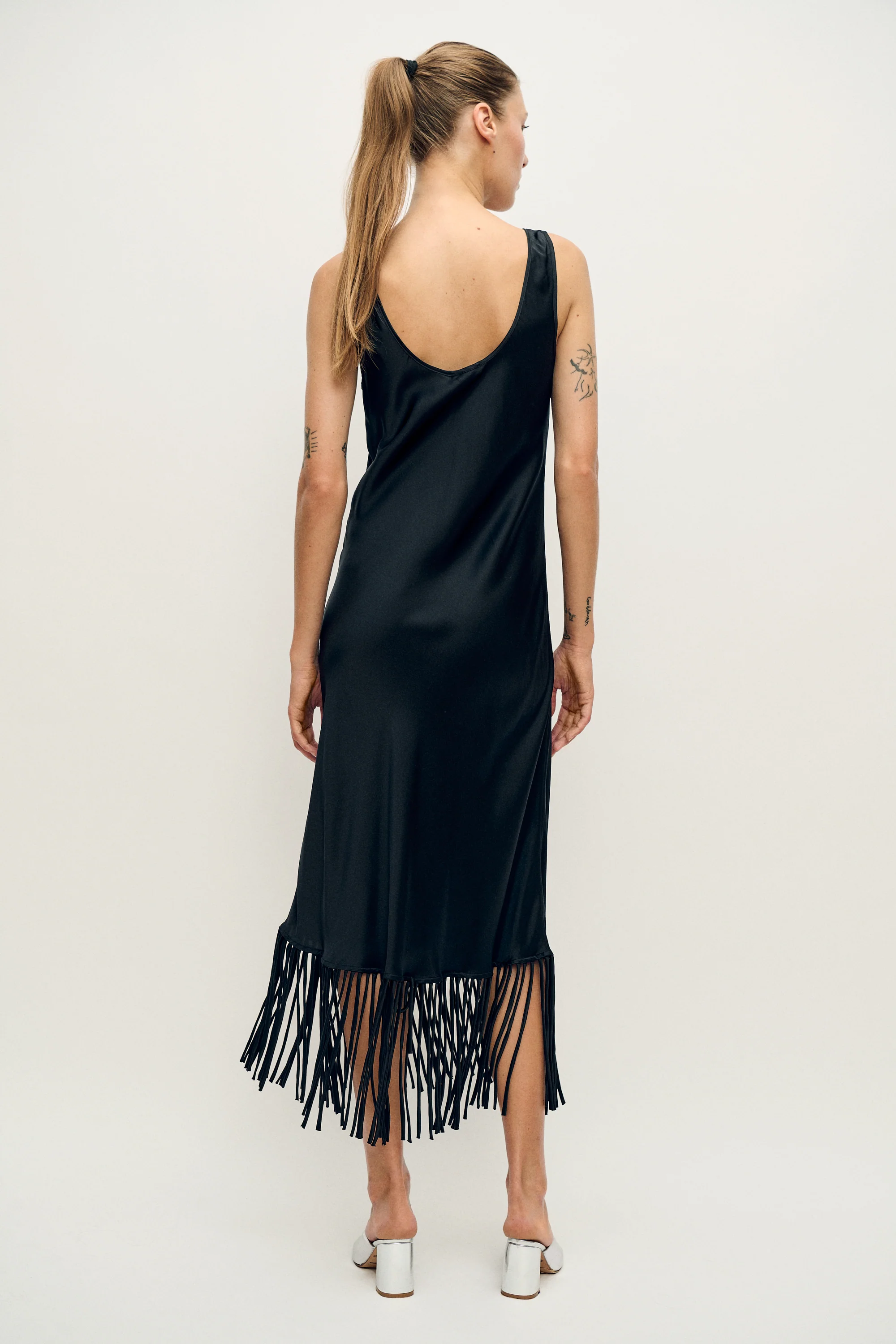 Fringe Scoop Neck Dress Black - Image 4
