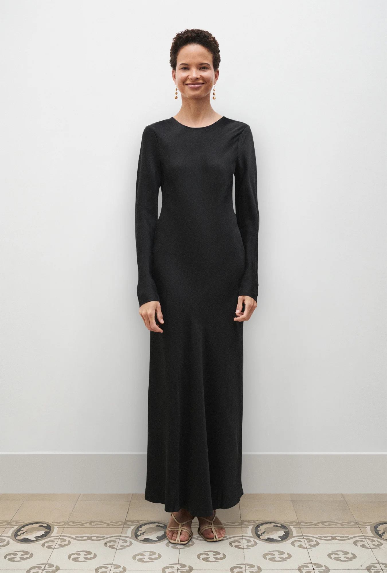 Full Sleeve Bias Dress Black - Image 2