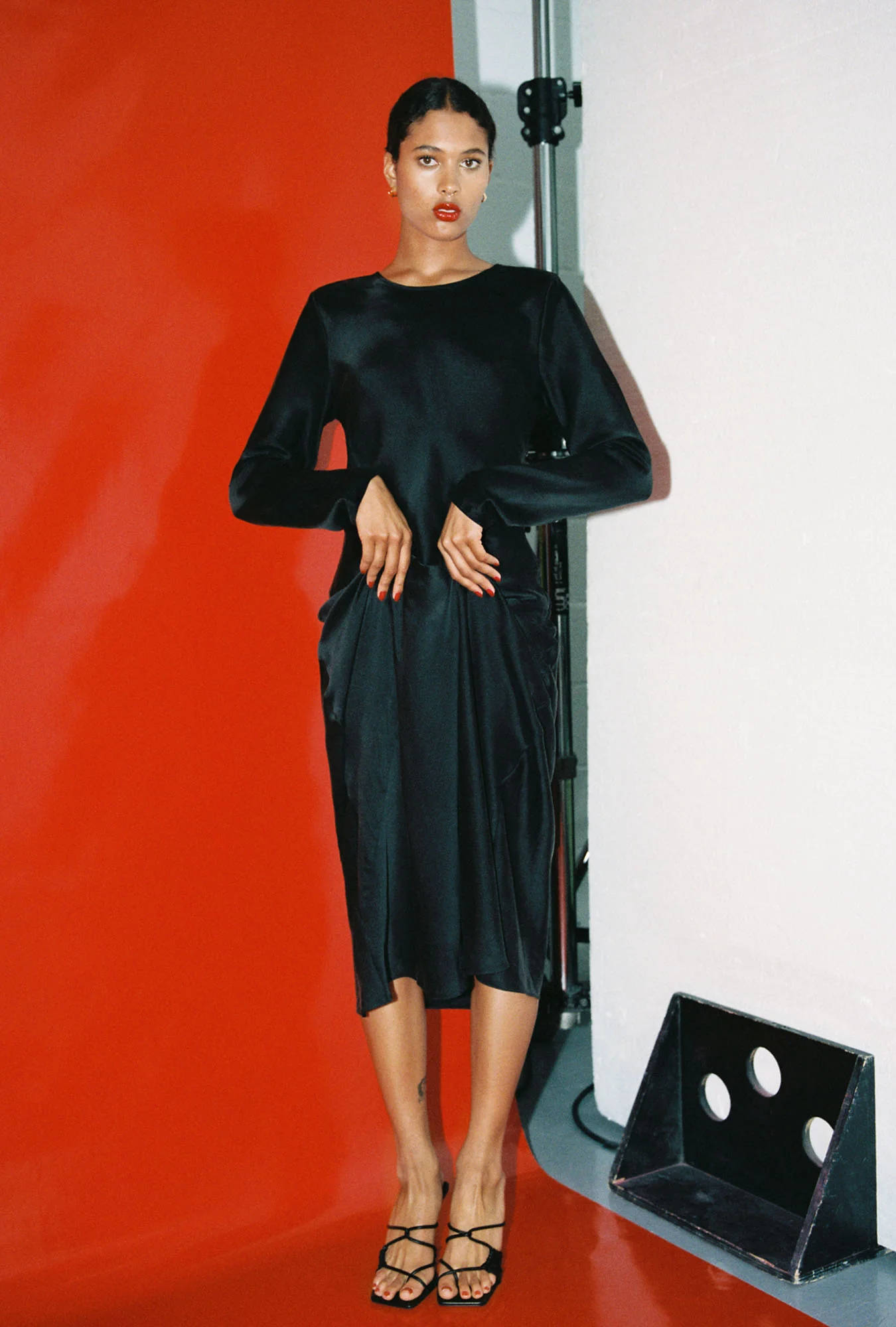 Full Sleeve Bias Dress Black - Image 7