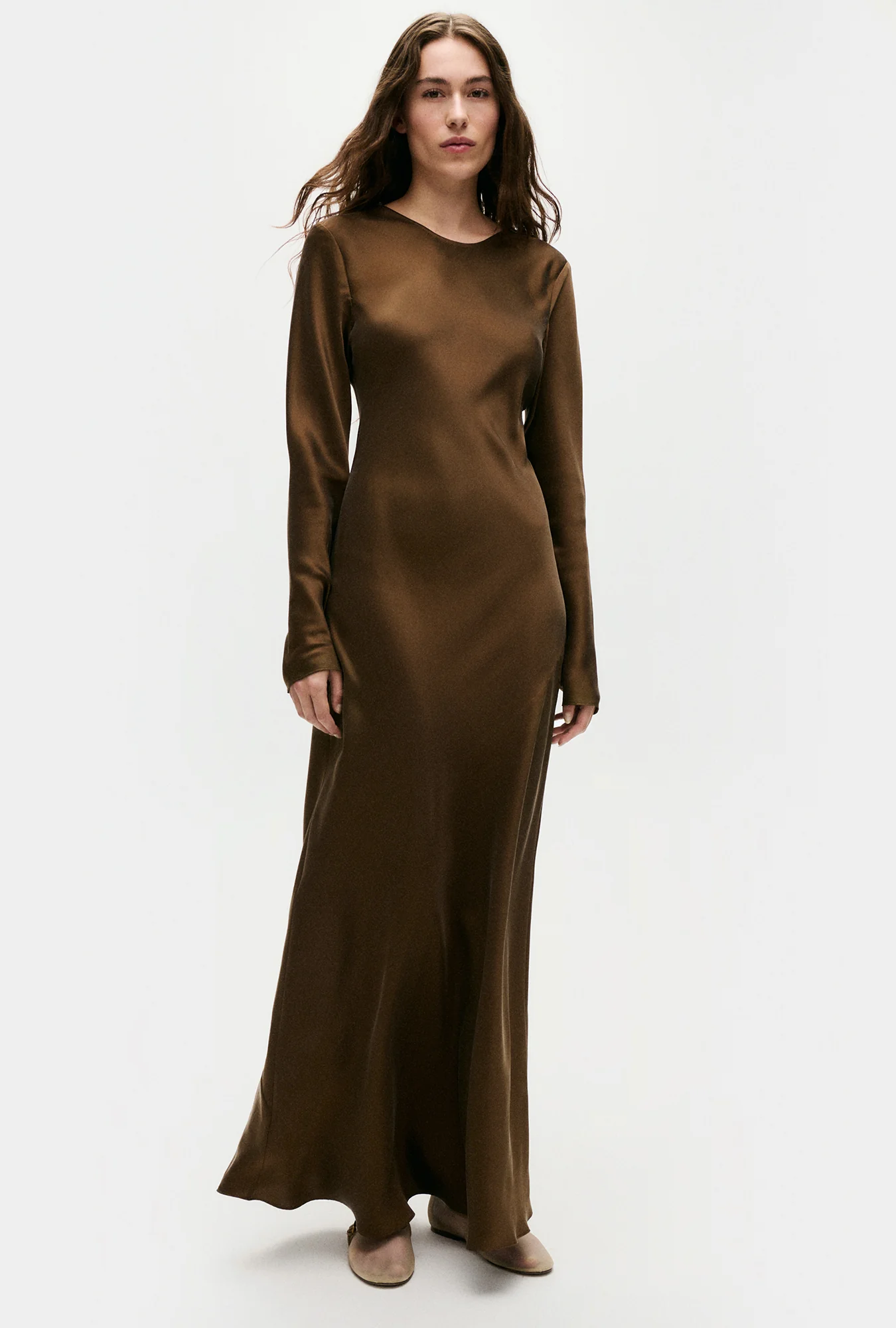 Full Sleeve Bias Dress Dark Earth - Image 2