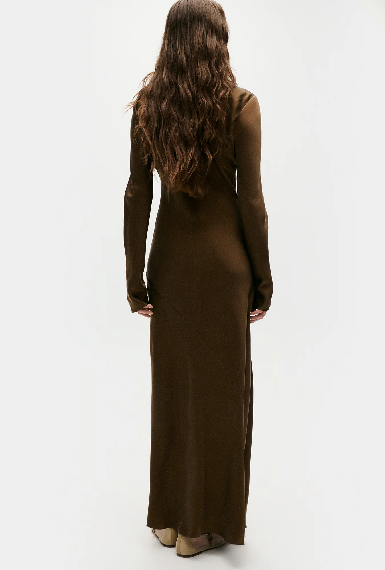 Full Sleeve Bias Dress Dark Earth - Image 3