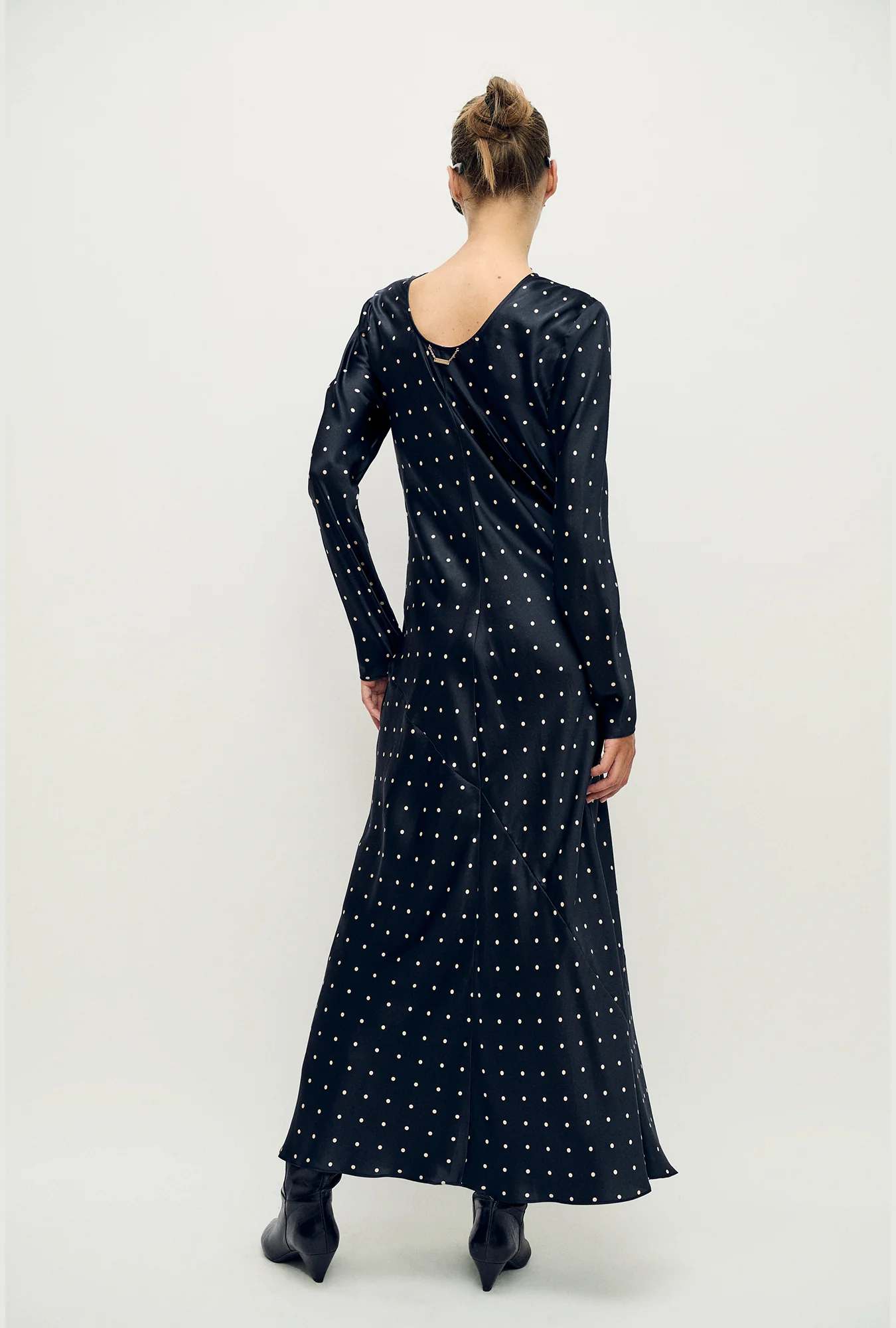 Full Sleeve Bias Dress Small Polka Dot - Image 3