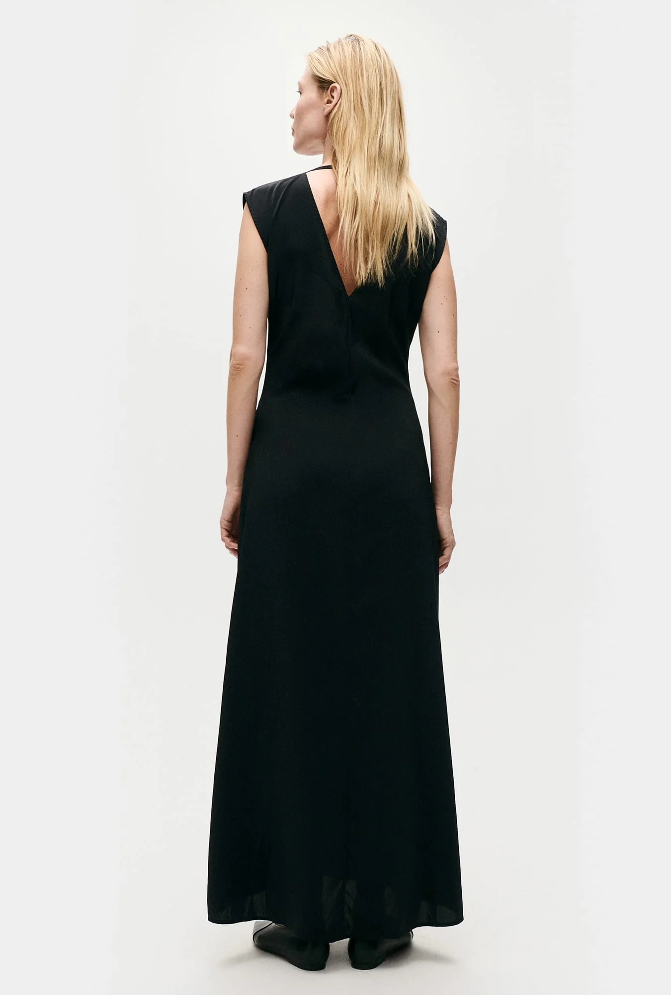 Habotai Pleated Dress Black - Image 3