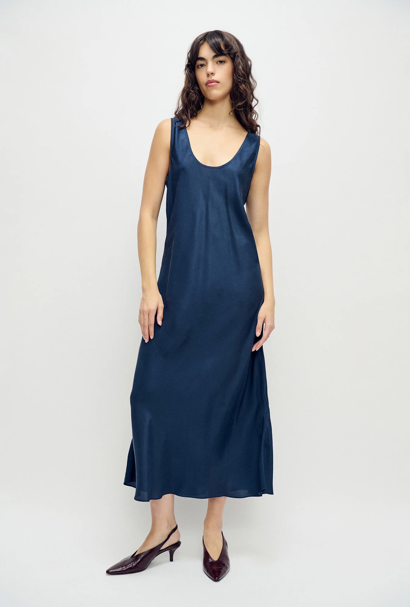 Habotai Scoop Neck Dress Midnight - Image 2