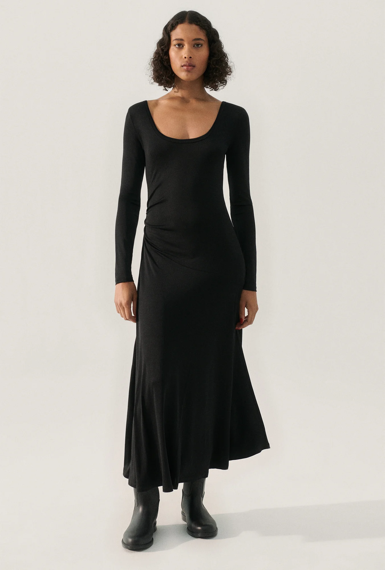 Jersey Long Sleeve Dress Black - Image 2
