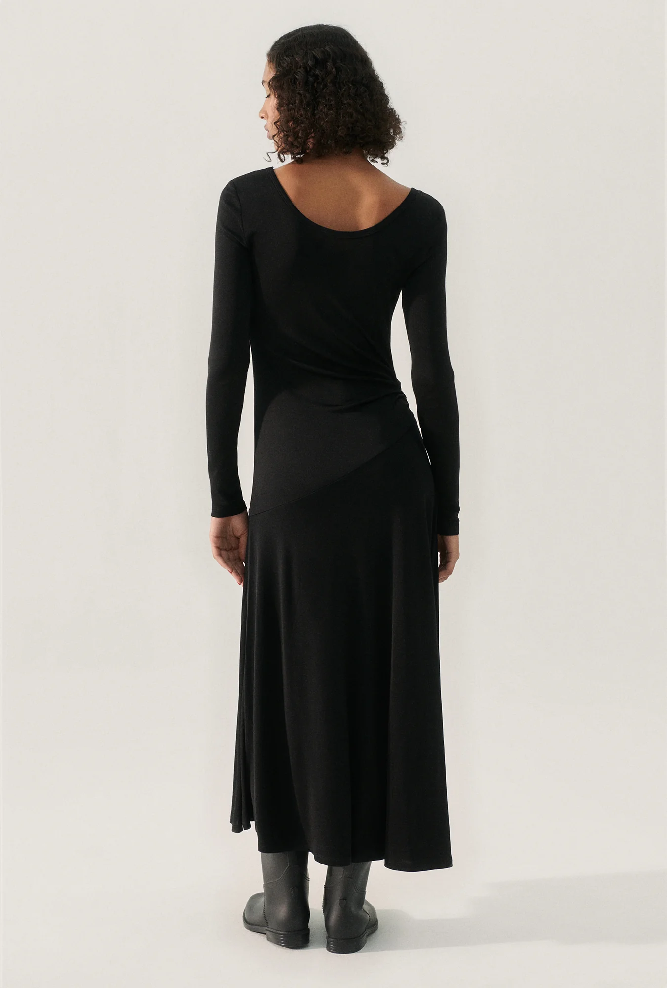 Jersey Long Sleeve Dress Black - Image 3