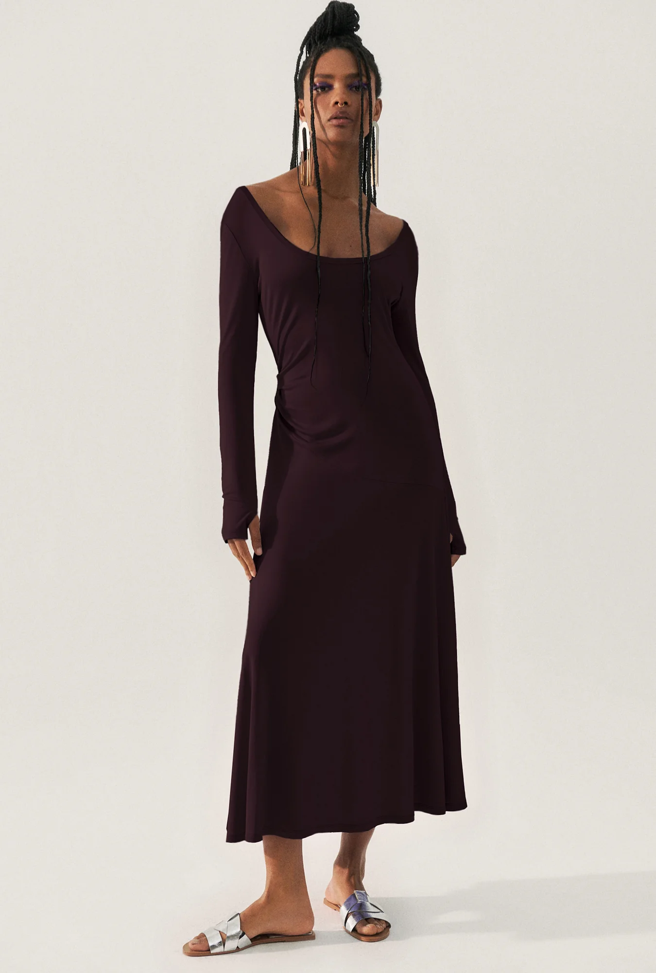 Jersey Long Sleeve Dress Cacao - Image 2