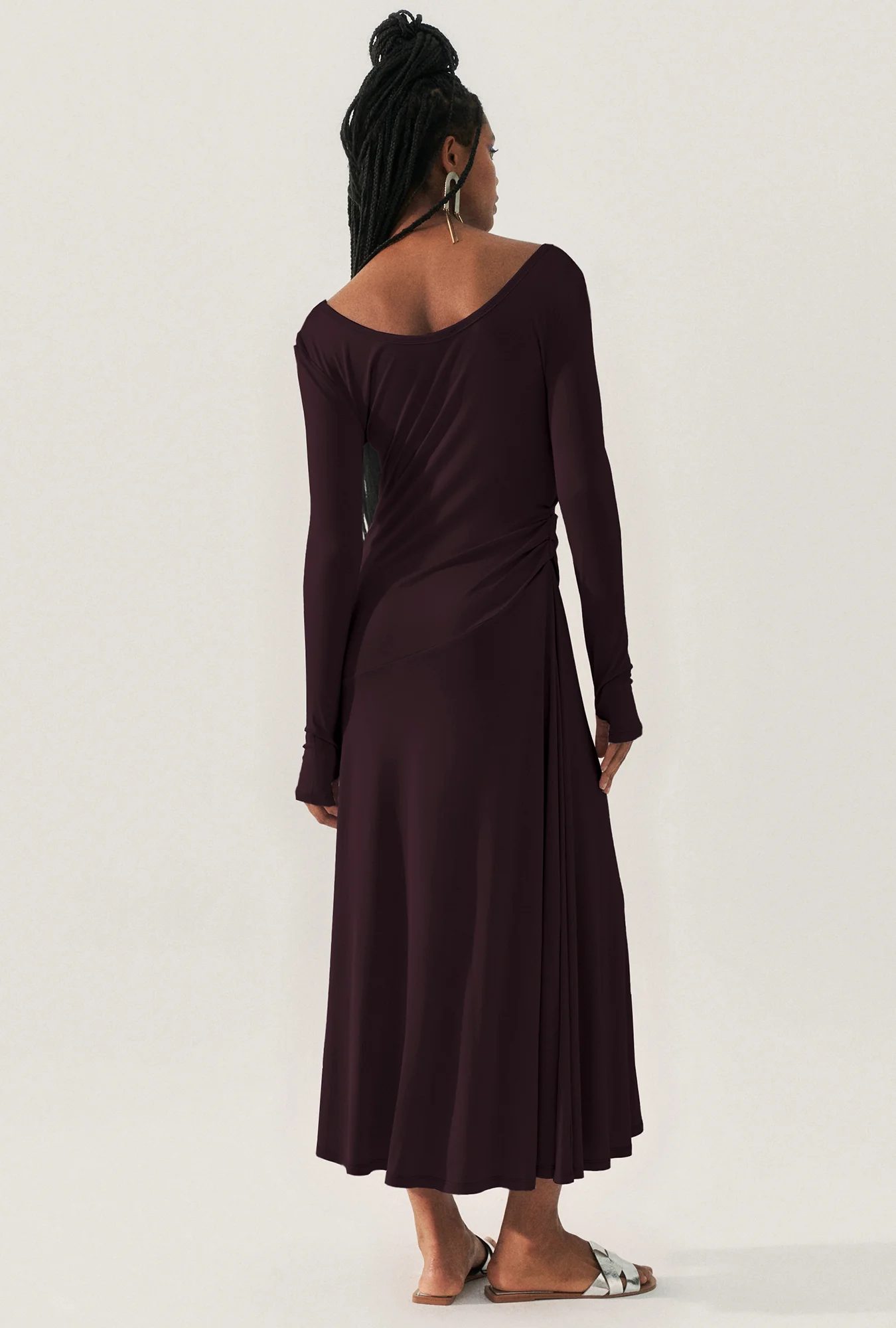 Jersey Long Sleeve Dress Cacao - Image 3