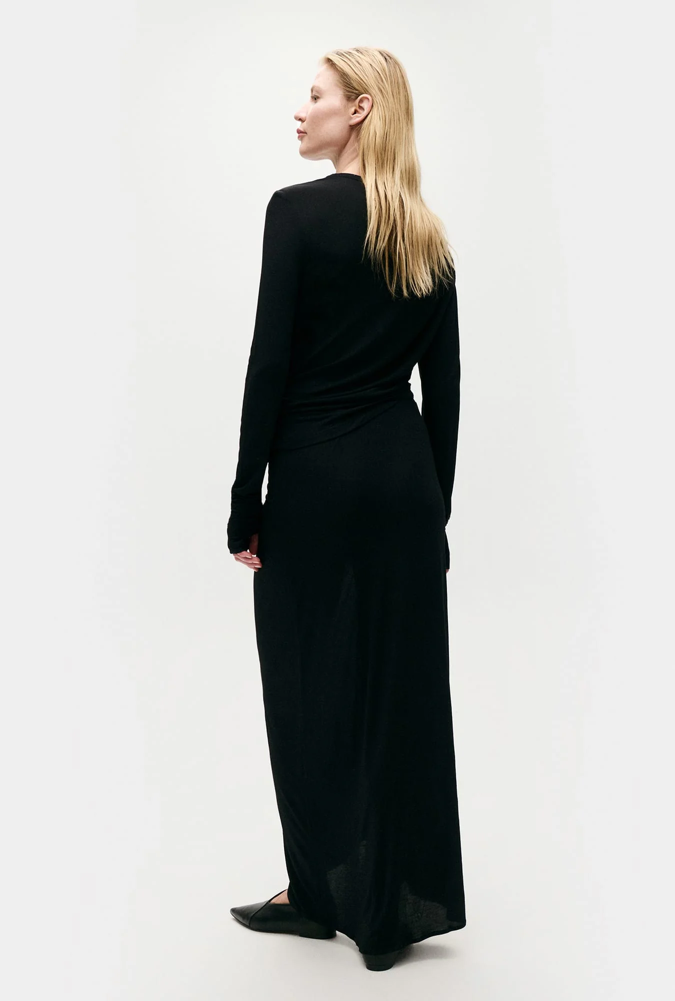 Jersey Modal Ruched Skirt Black - Image 3