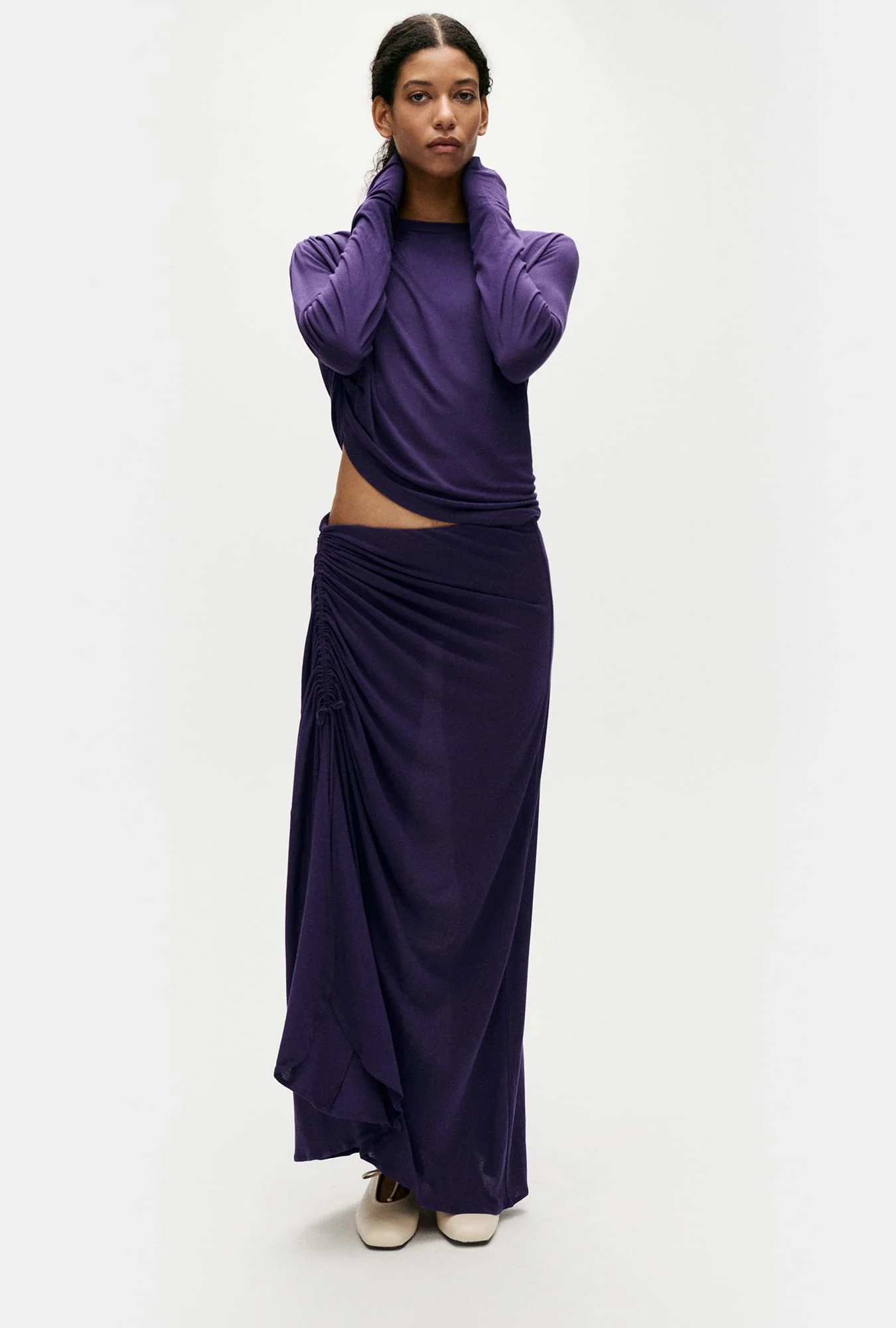 Jersey Modal Ruched Skirt Nightshade - Image 2