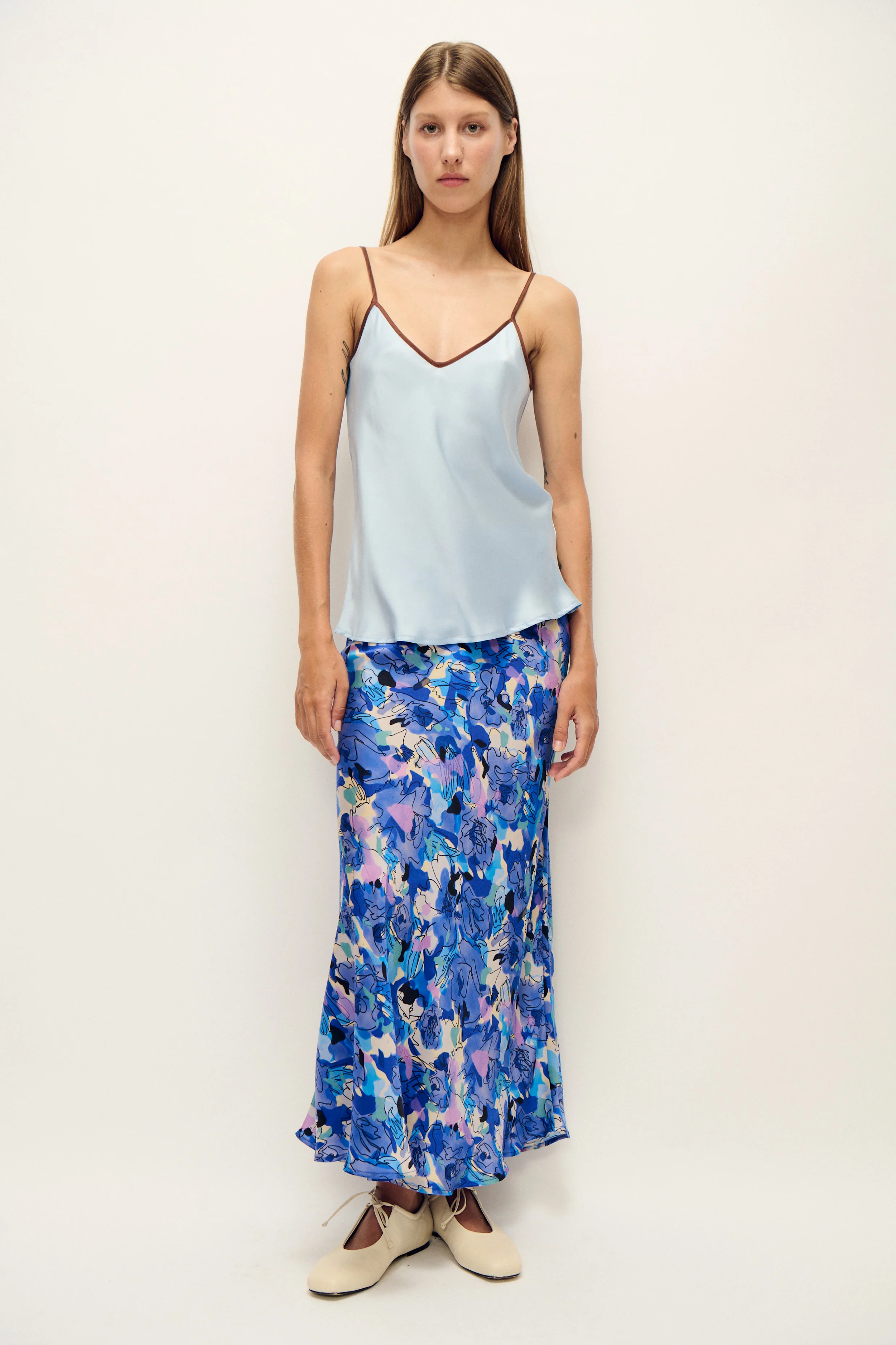 Long Bias Cut Skirt Cornflower Floral - Image 3