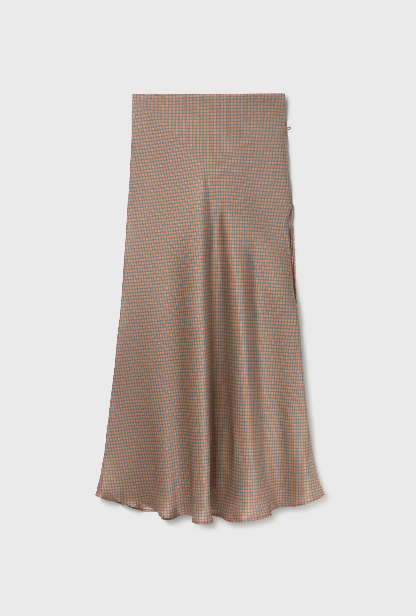 Long Bias Cut Skirt Micro Plaid