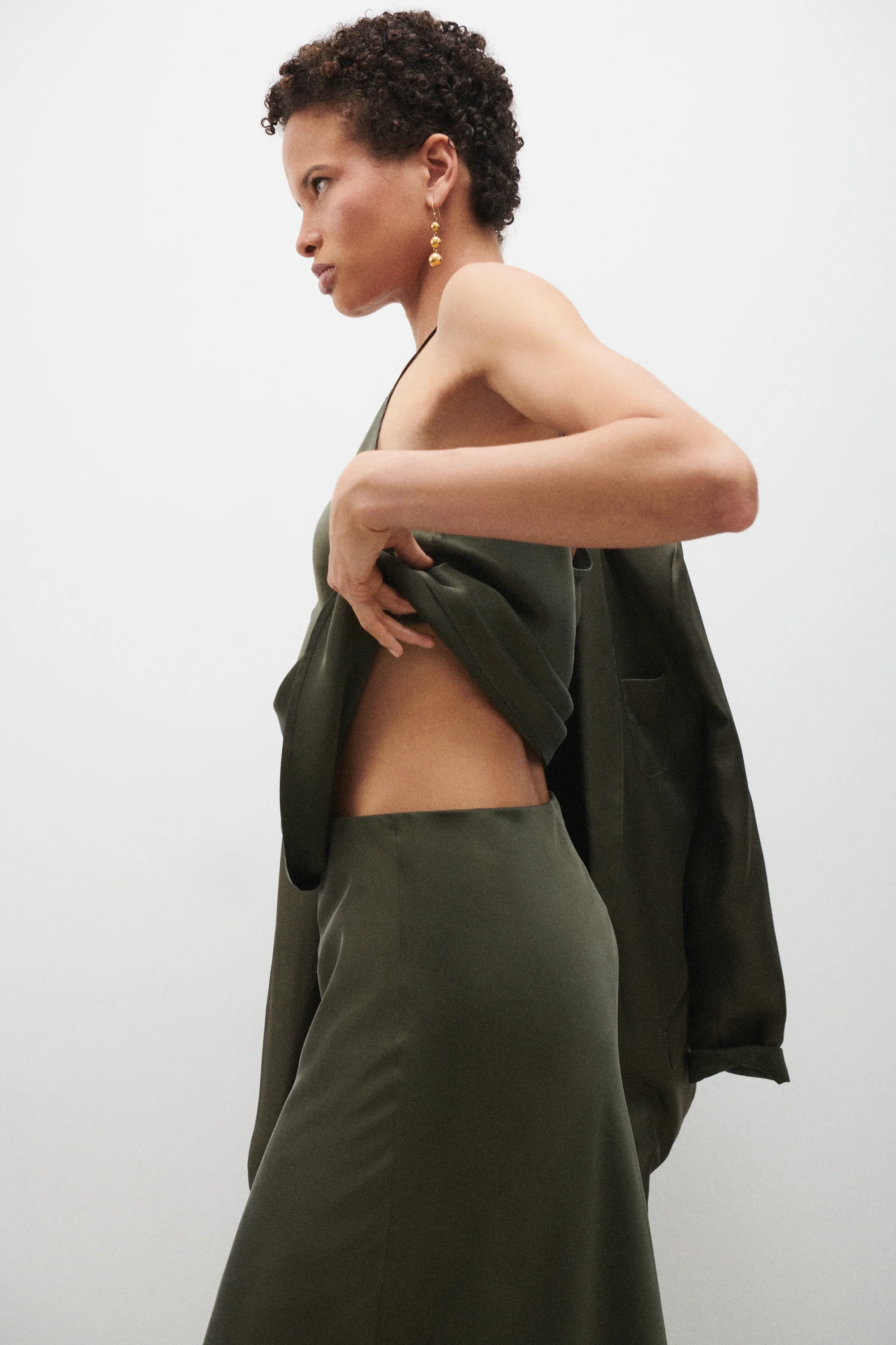 Long Bias Cut Skirt Pine - Image 4