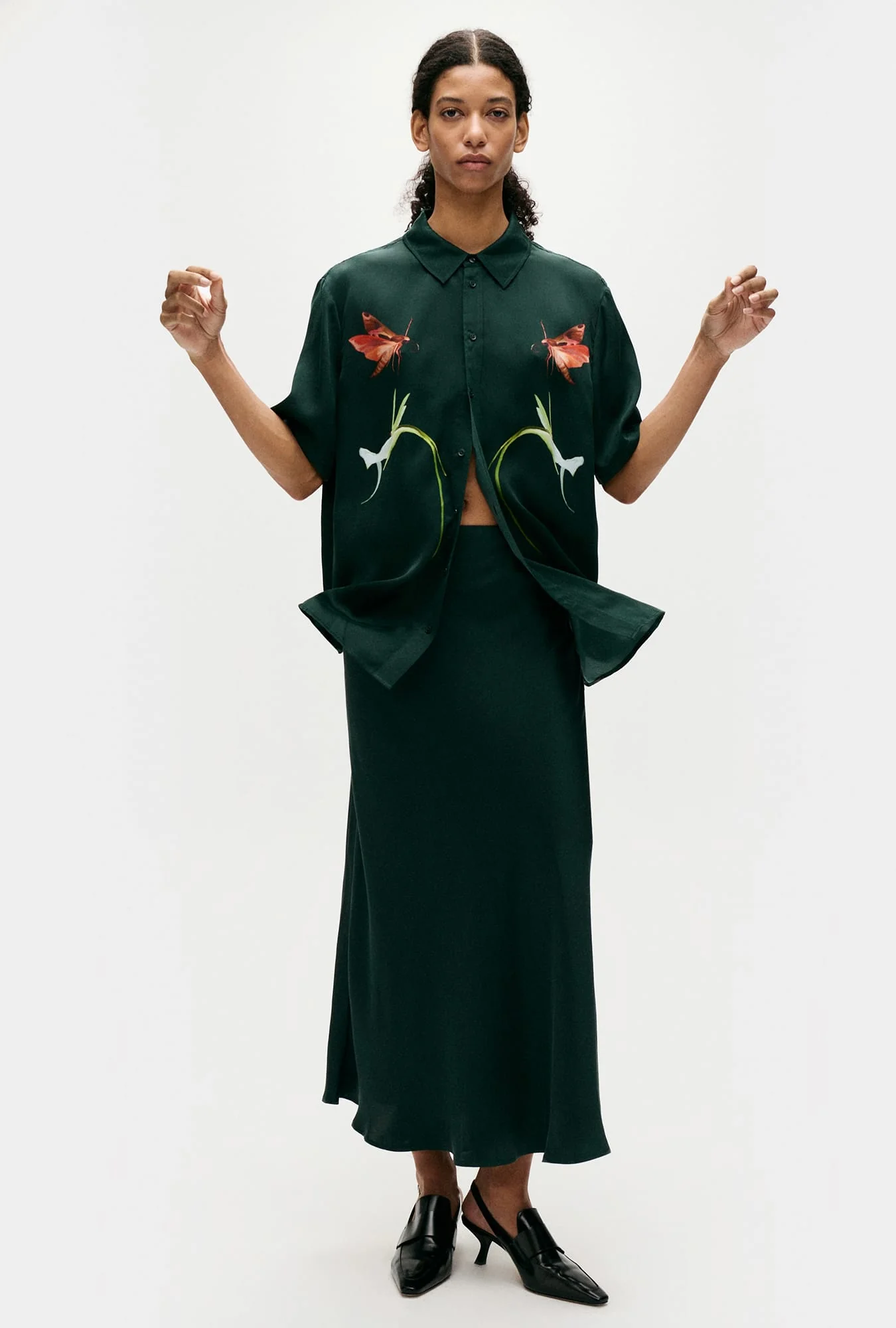 Long Bias Cut Skirt Scarab - Image 2