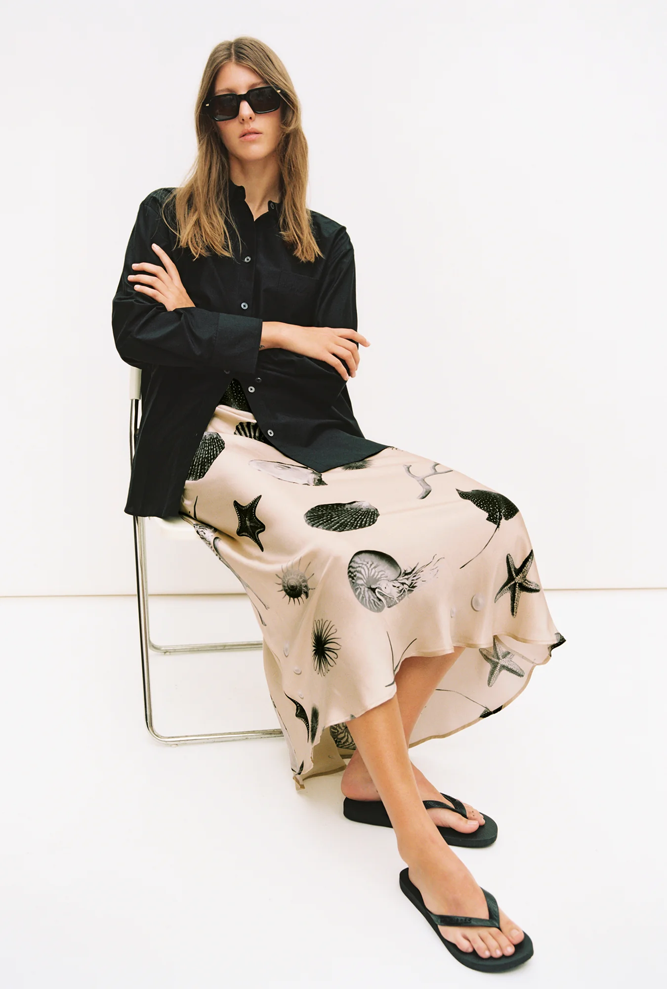 Long Bias Cut Skirt Seashells - Image 4