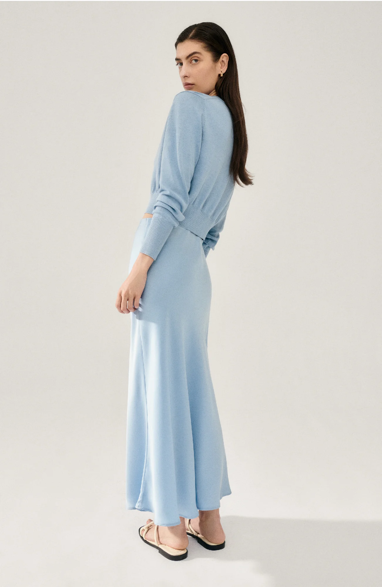 Long Bias Cut Skirt Sky - Image 2