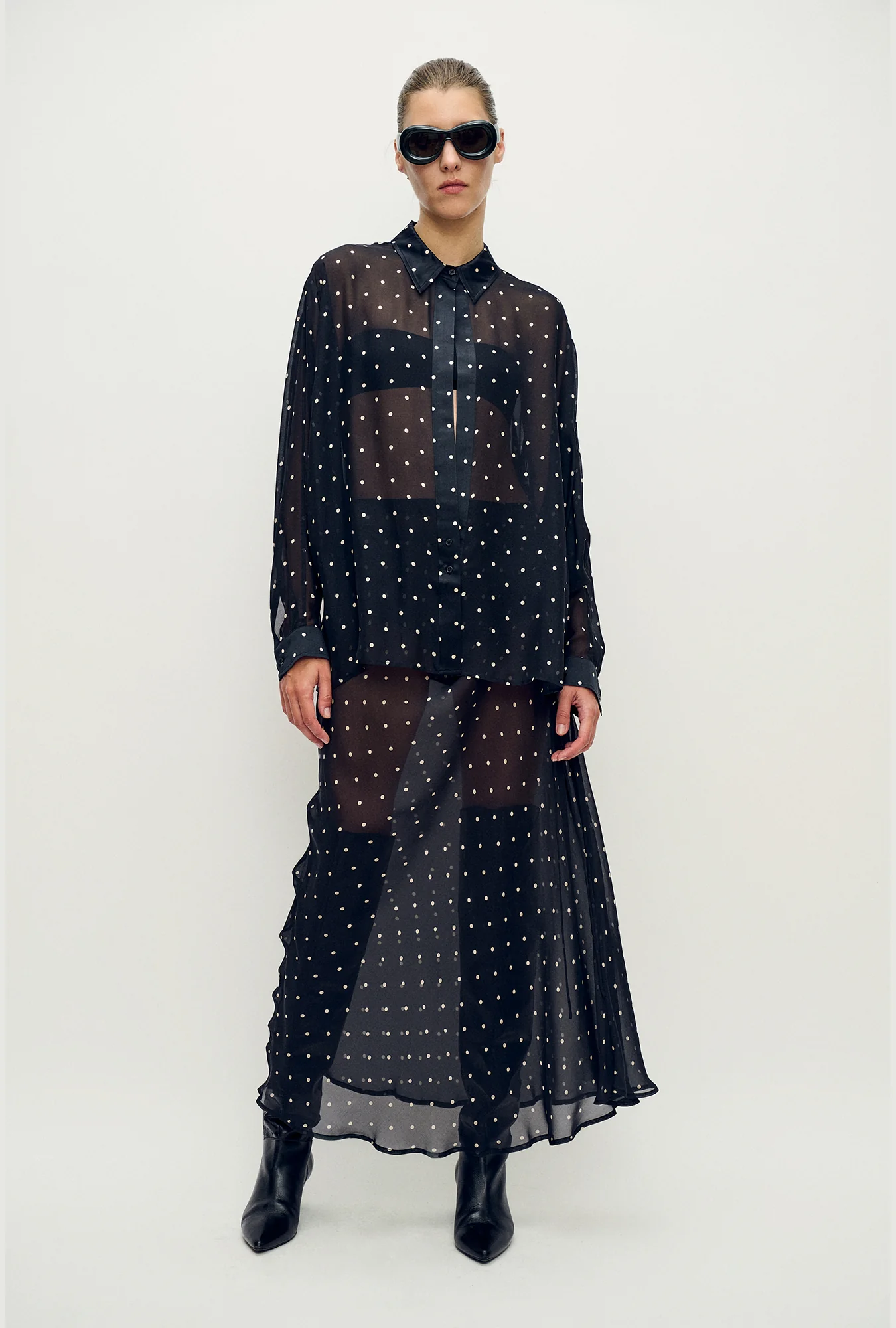 Long Bias Cut Skirt Small Polka Dot - Image 2