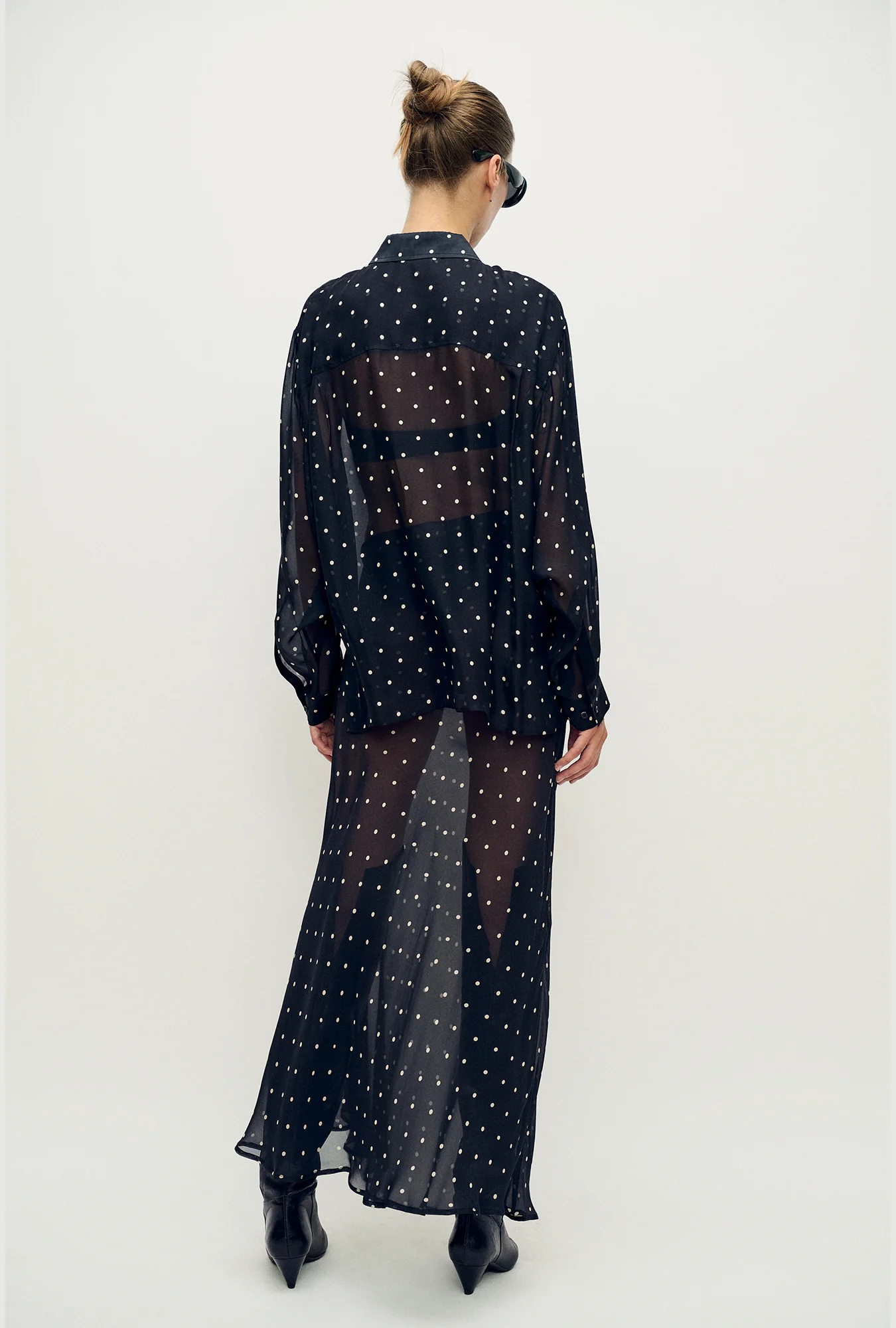 Long Bias Cut Skirt Small Polka Dot - Image 3