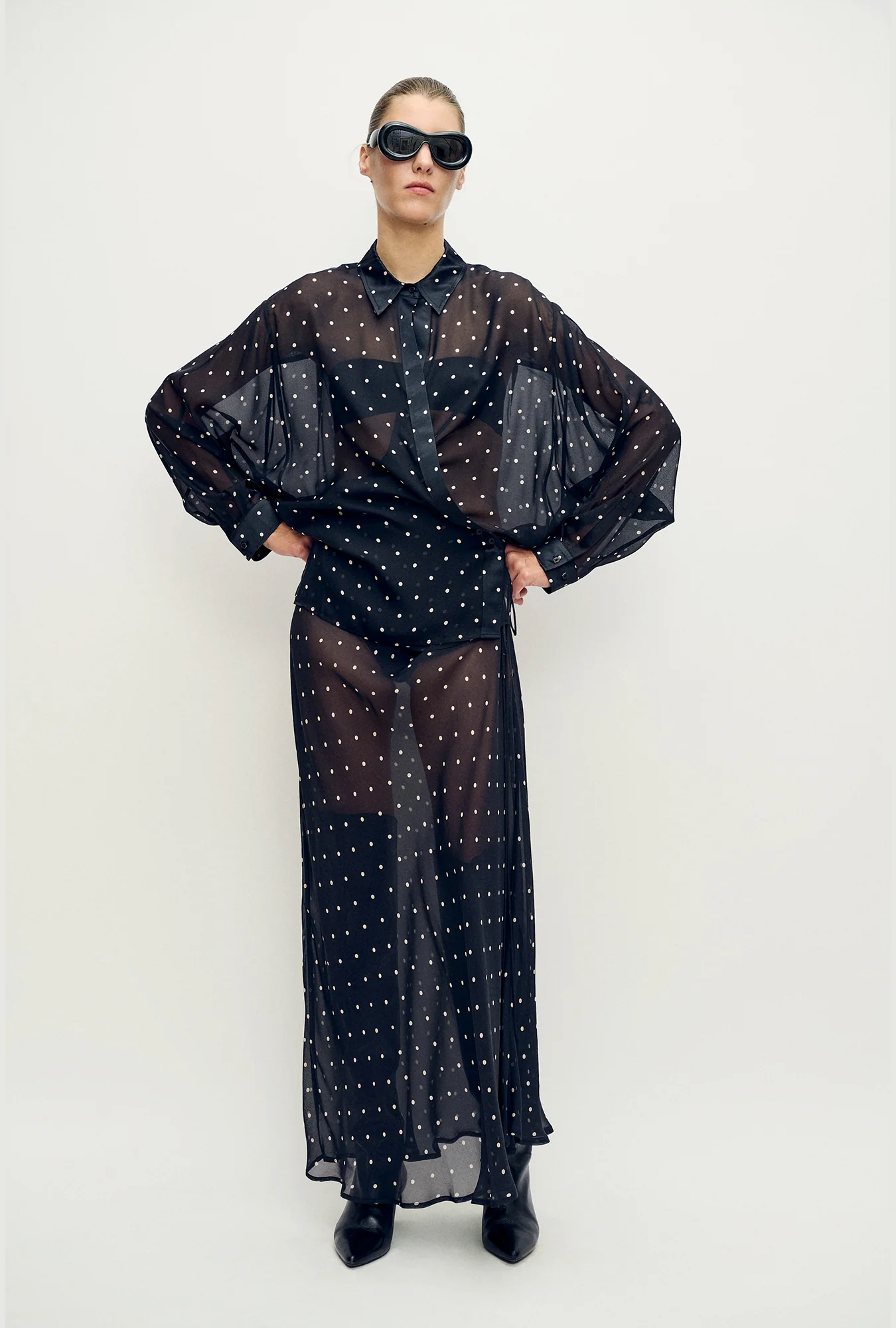 Long Bias Cut Skirt Small Polka Dot - Image 5