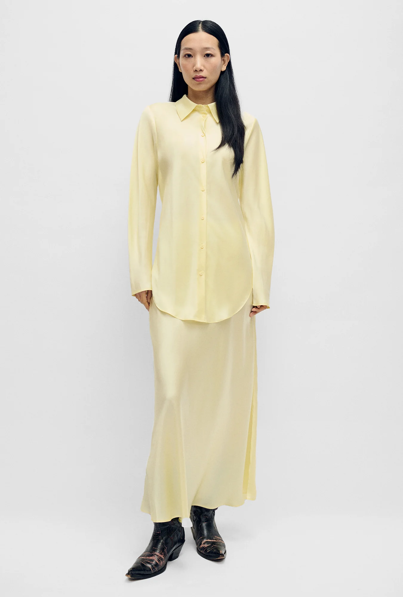 Long Bias Cut Skirt Vanilla Flower - Image 2