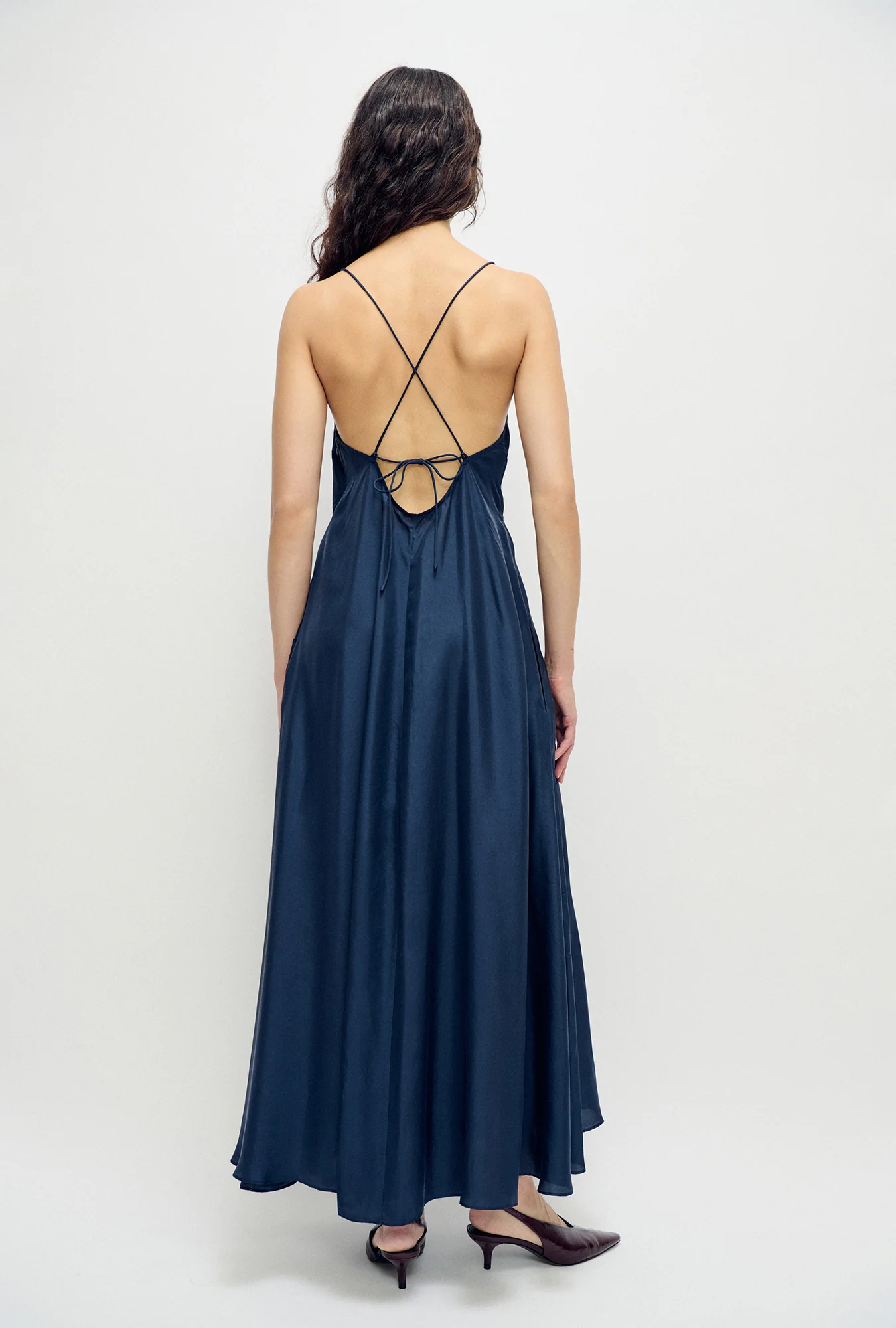 Habotai Long Maxi Dress Midnight - Image 3