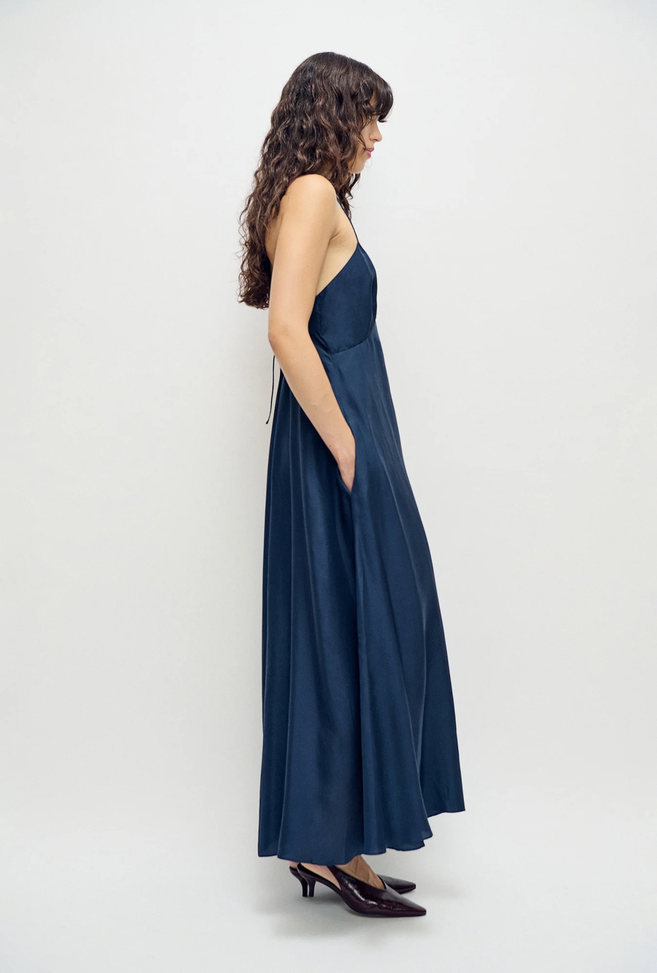Habotai Long Maxi Dress Midnight - Image 4