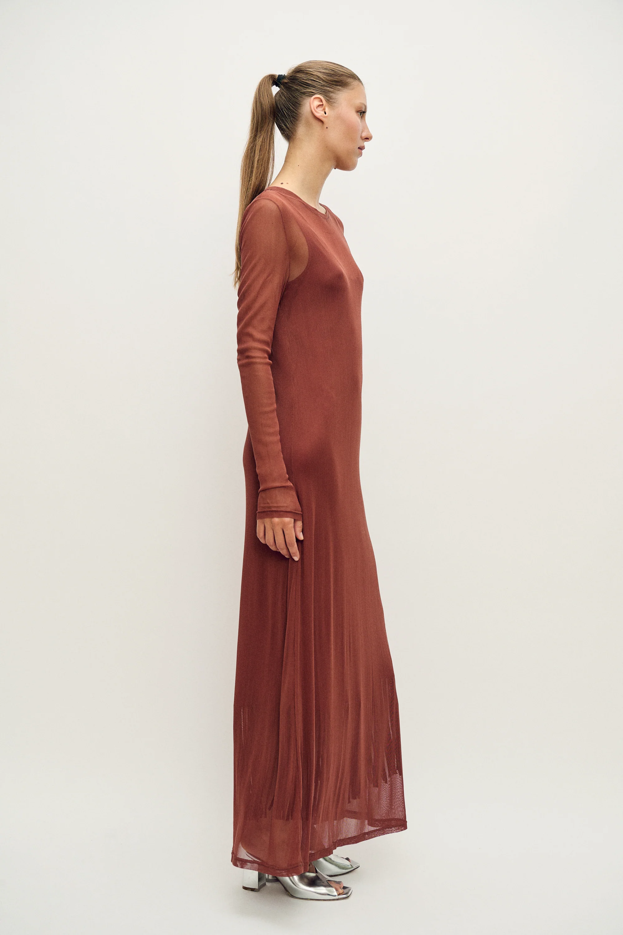 Mesh Long Sleeve Dress Canyon - Image 3