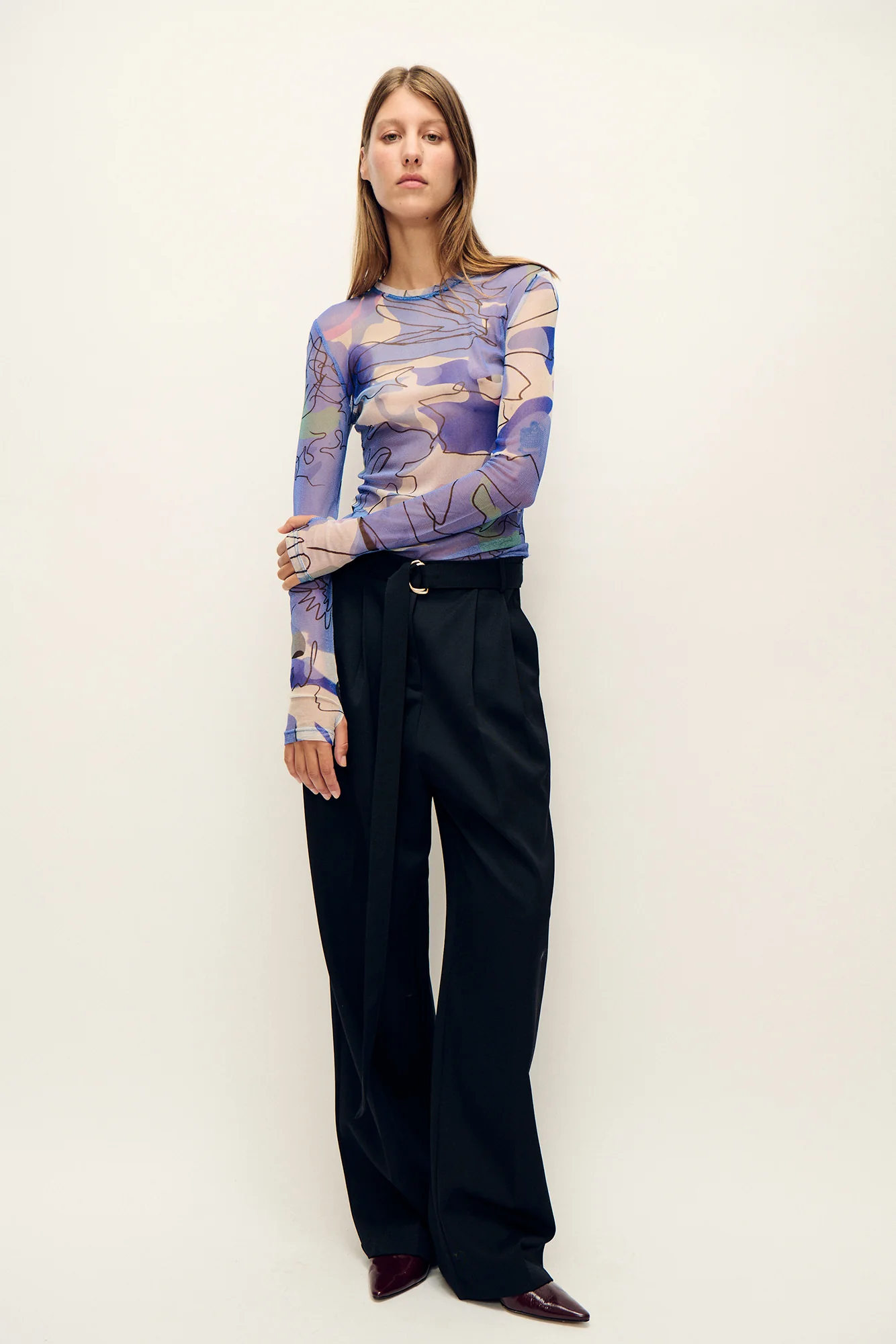 Mesh Long Sleeve Top Cornflower Floral - Image 2