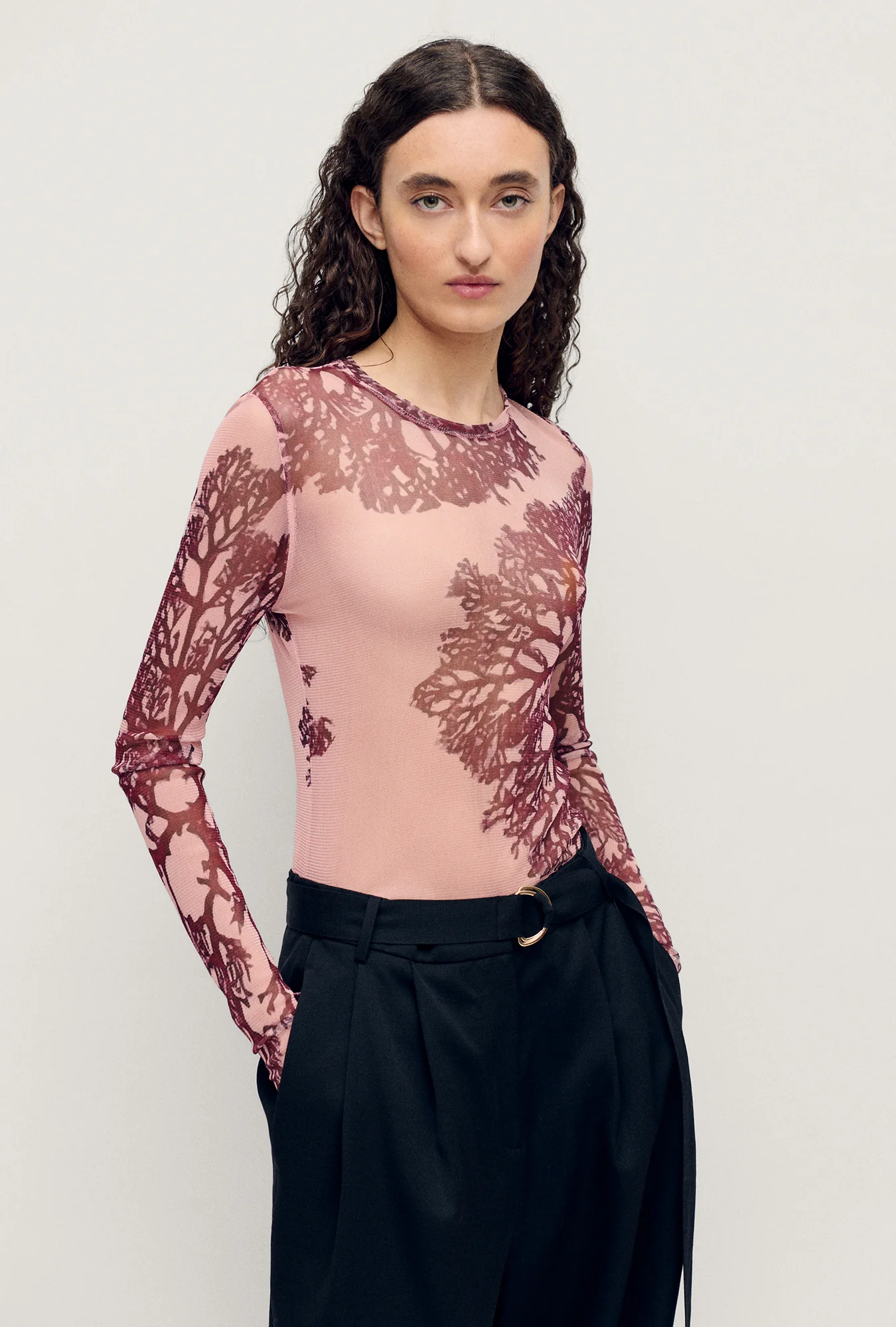 Mesh Long Sleeve Top Pressed Coral - Image 2
