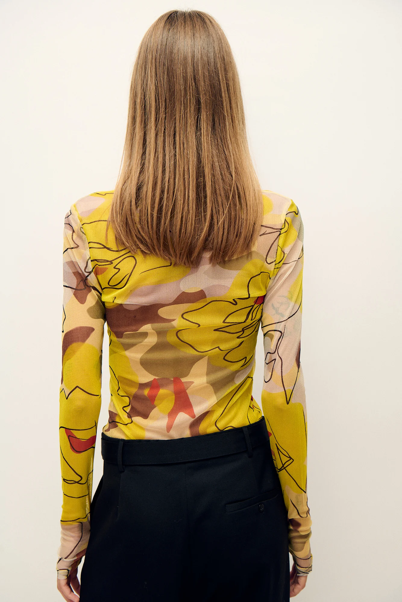 Mesh Long Sleeve Top Sunflower Floral - Image 3