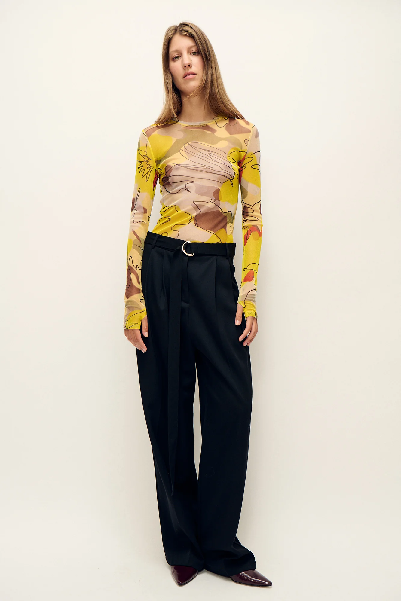 Mesh Long Sleeve Top Sunflower Floral - Image 4