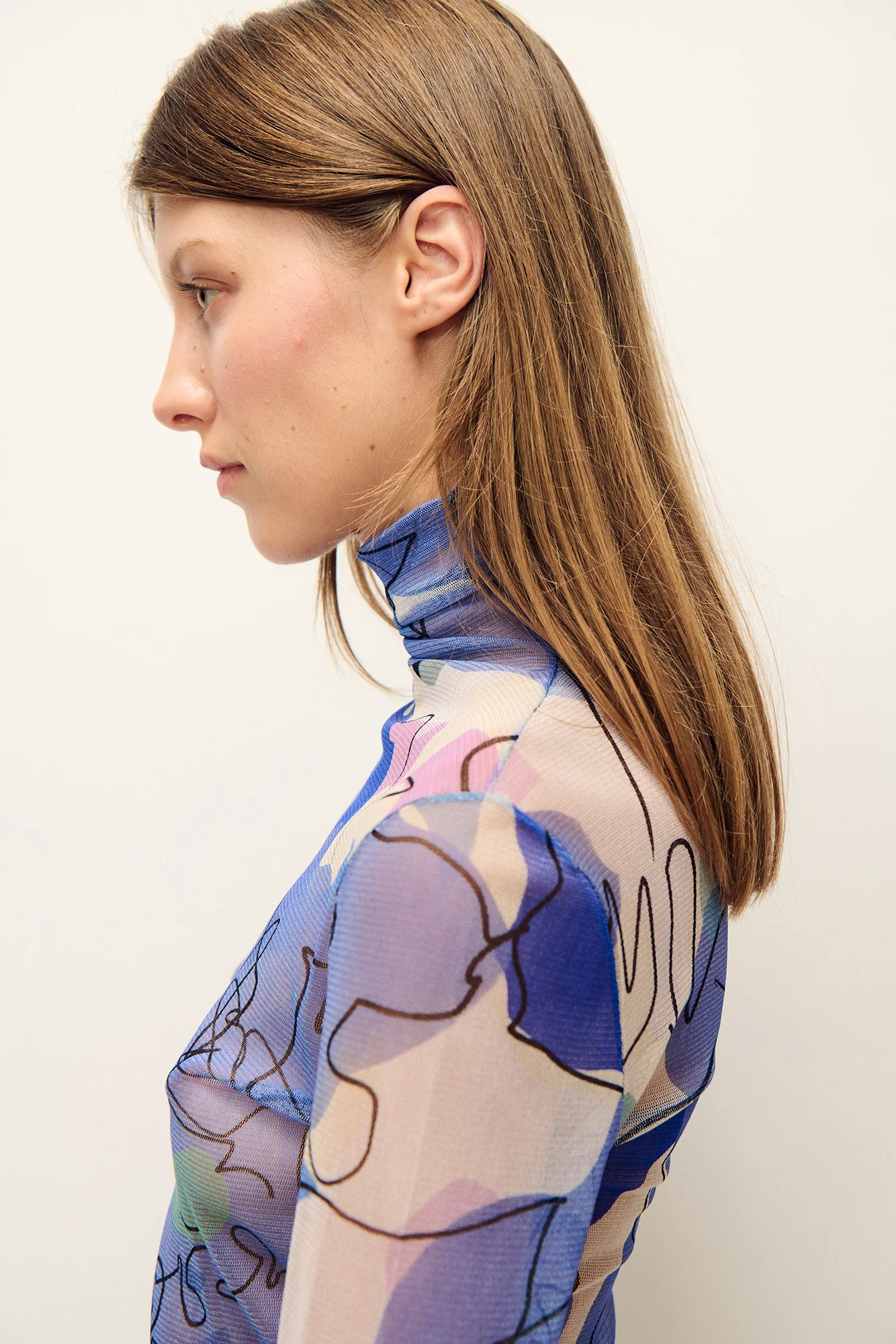Mesh Turtleneck Cornflower Floral - Image 3