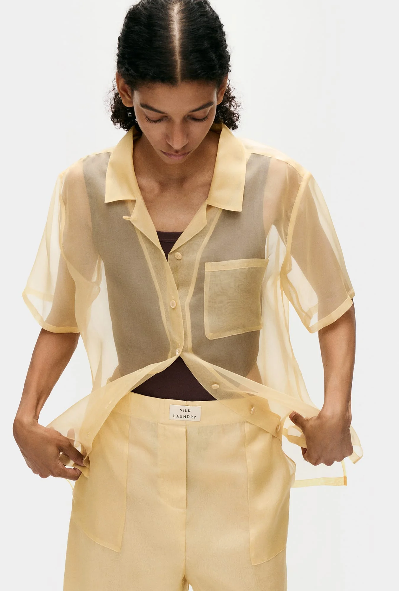 Organza Camp Shirt Beige - Image 4