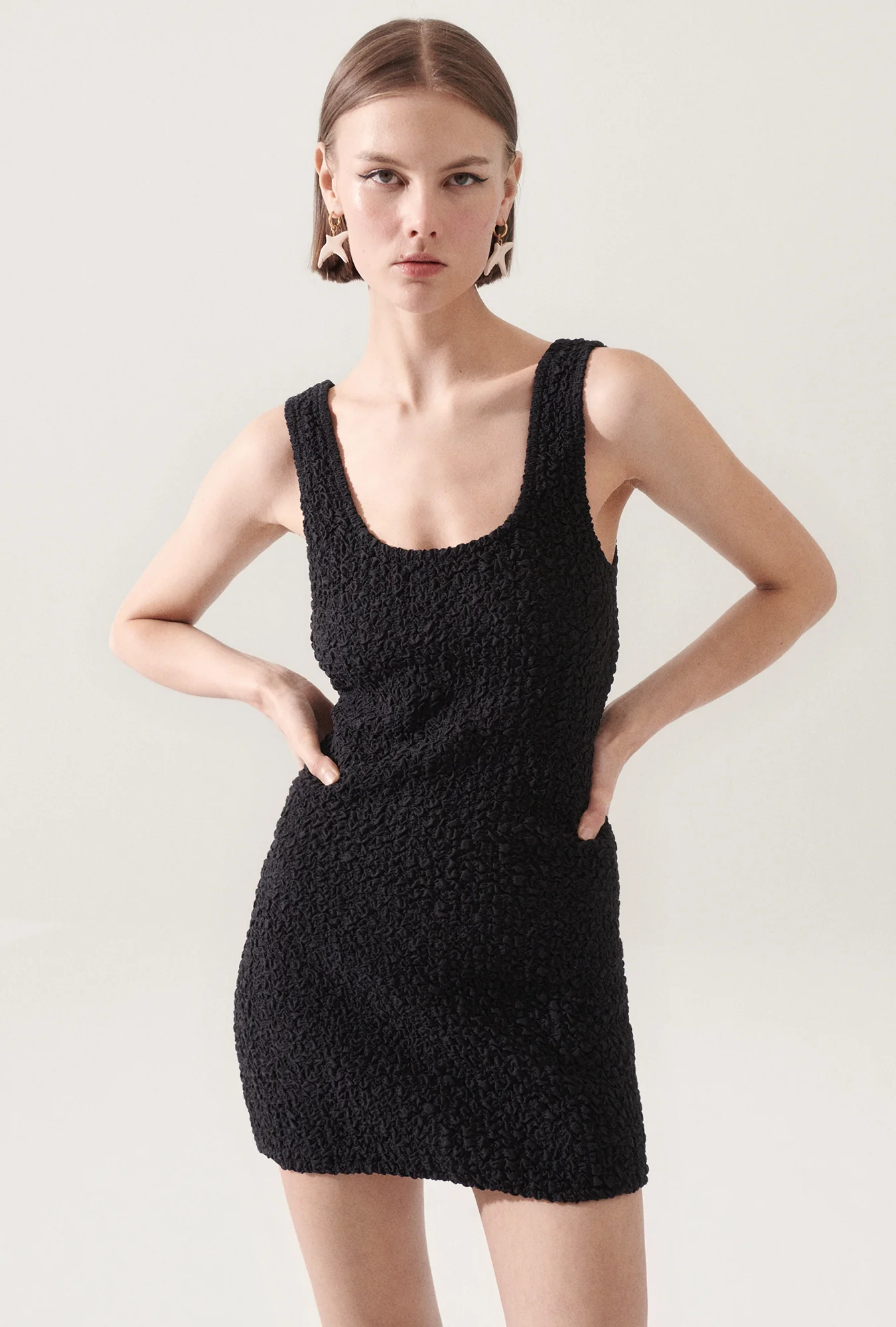 Popcorn Mini Dress Black - Image 2