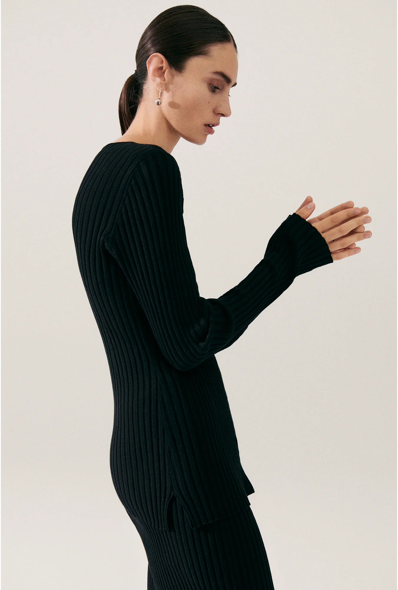 Ribbed Cardigan Black - Image 5