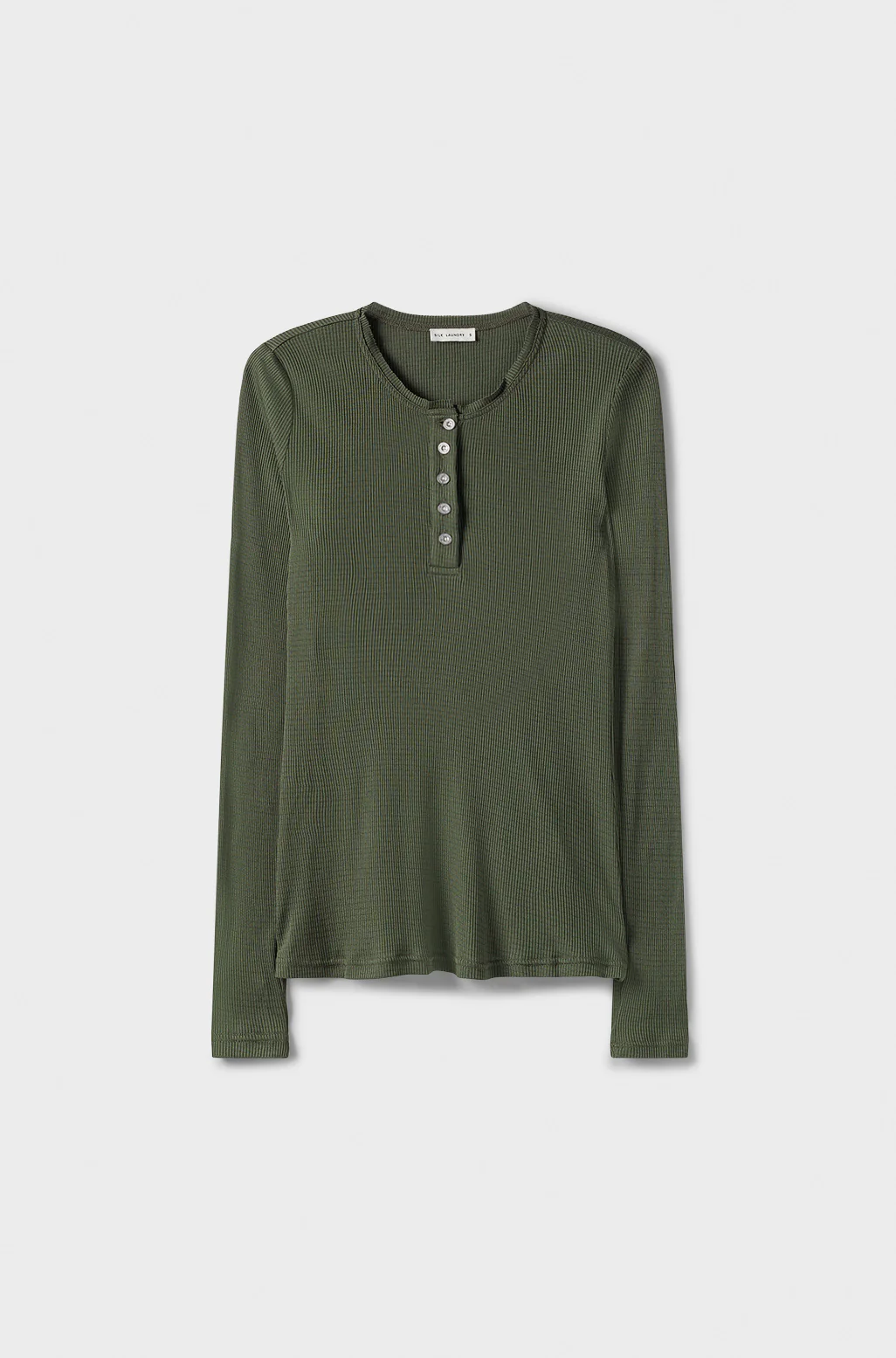Ribbed Long Sleeve Henley Cedar