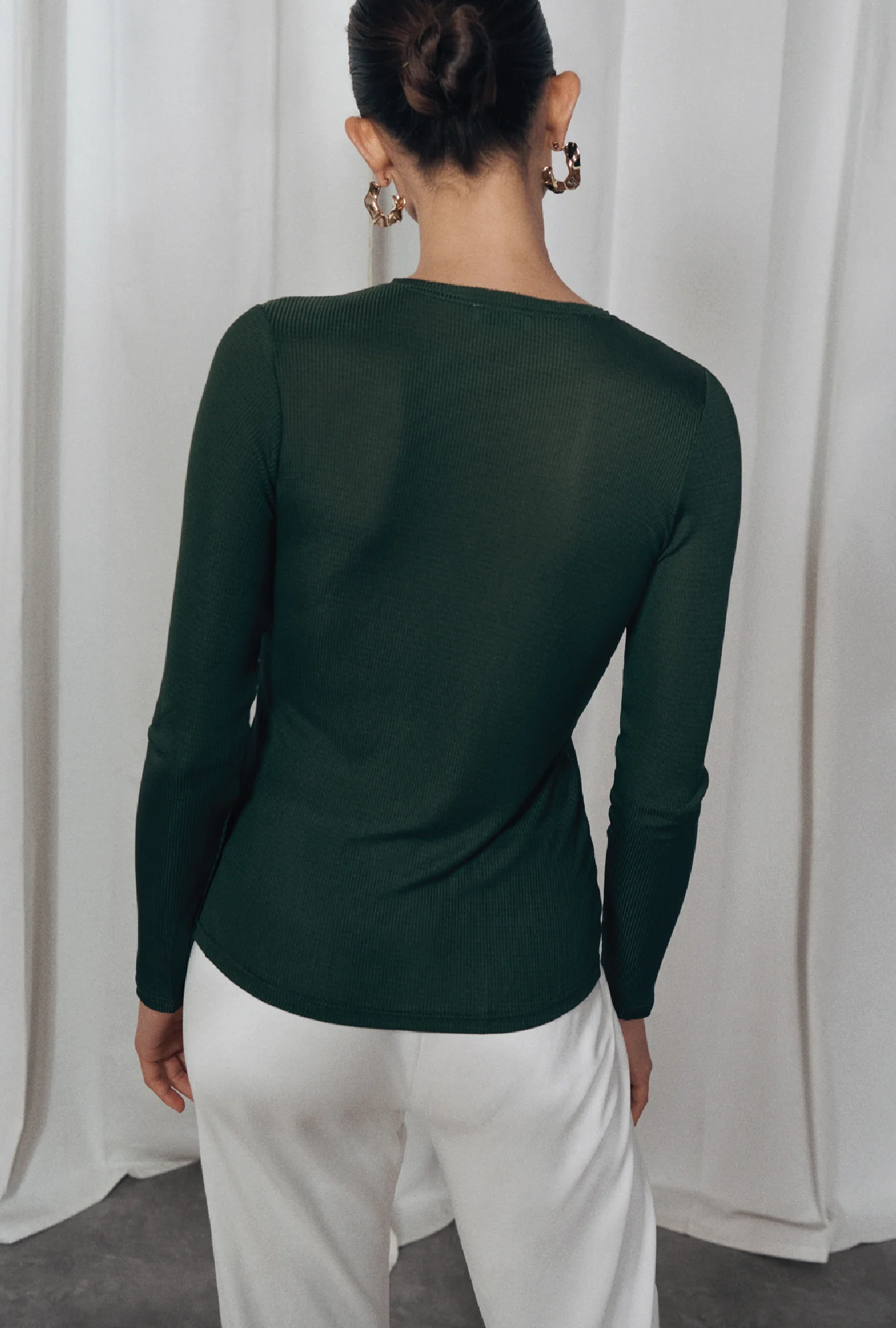 Ribbed Long Sleeve Henley Cedar - Image 2