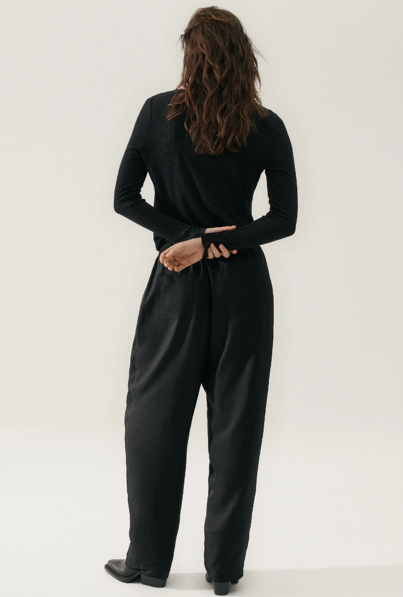 Ribbed Long Sleeve Top Black - Image 3