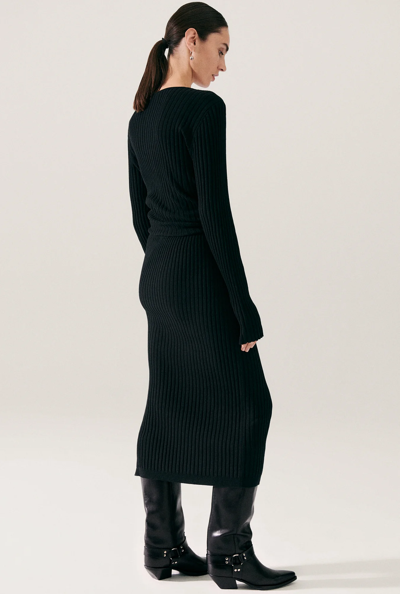 Ribbed Straight Skirt Black - Image 3