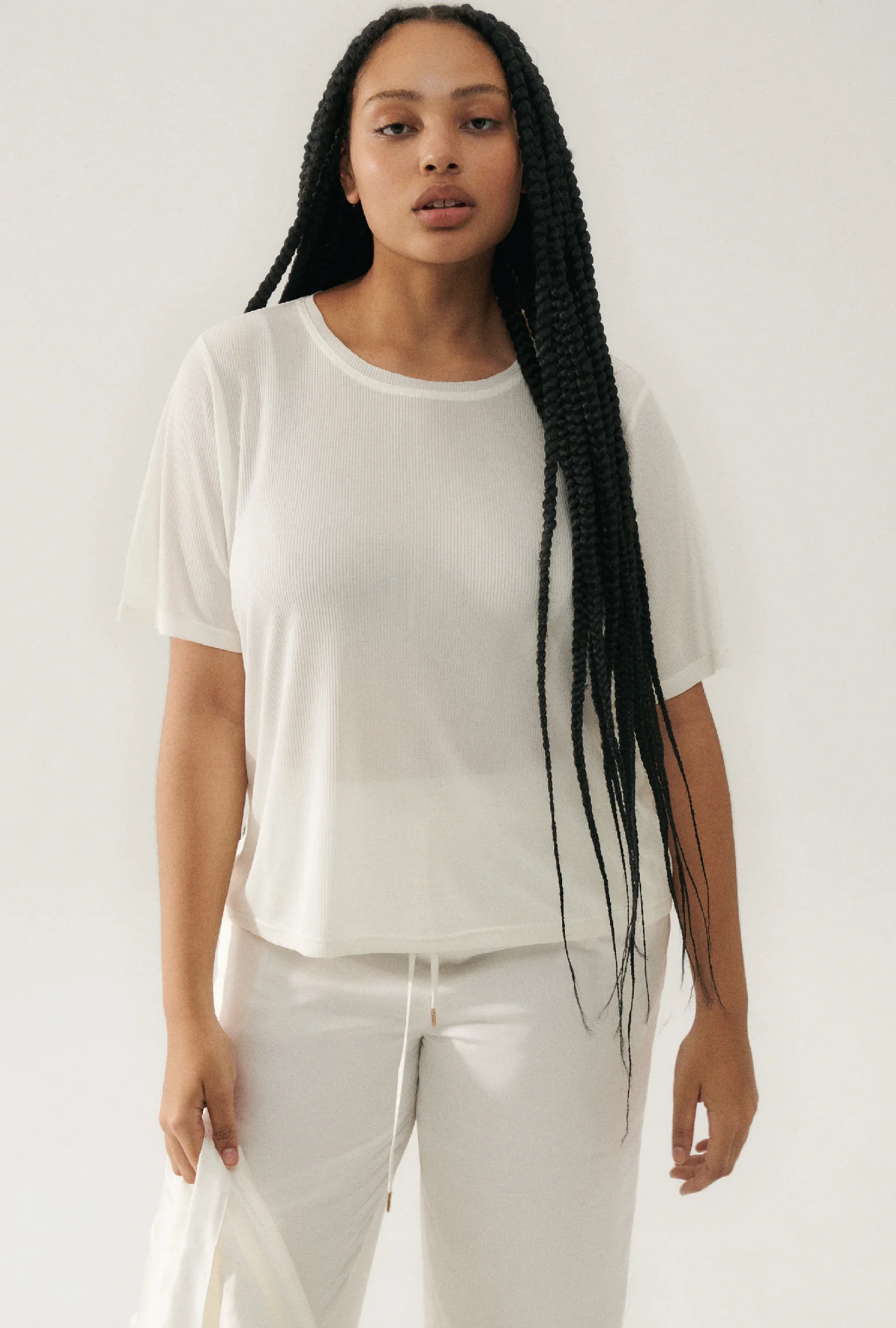 Ribbed T-Shirt White - Image 2