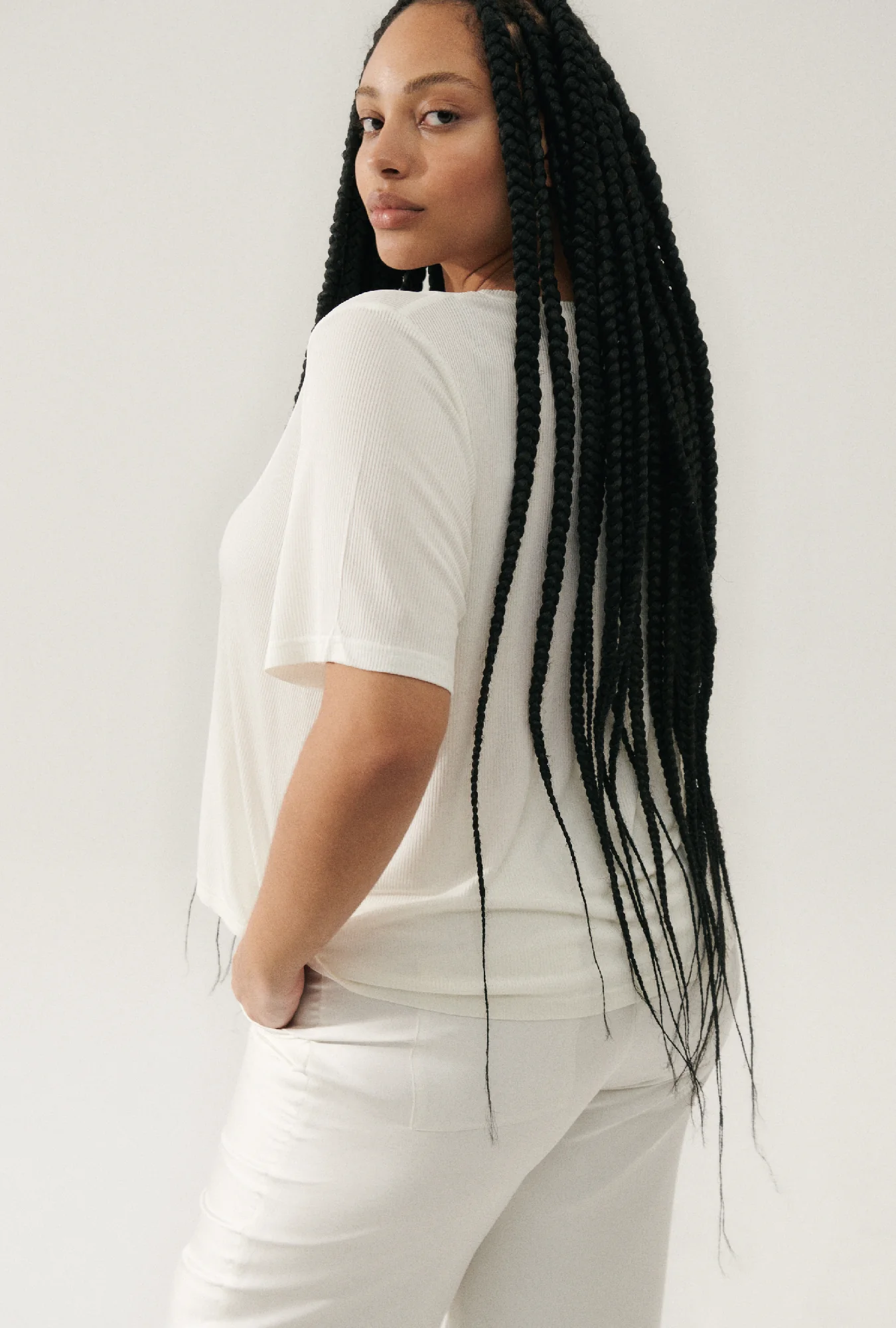 Ribbed T-Shirt White - Image 4