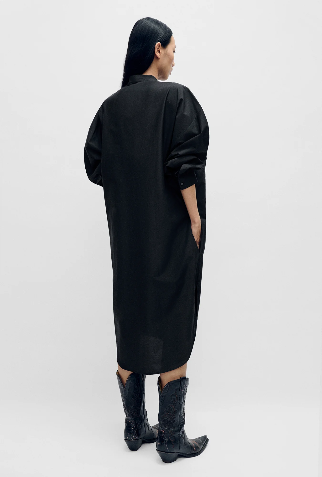 Round Tux Shirt Dress Black - Image 3