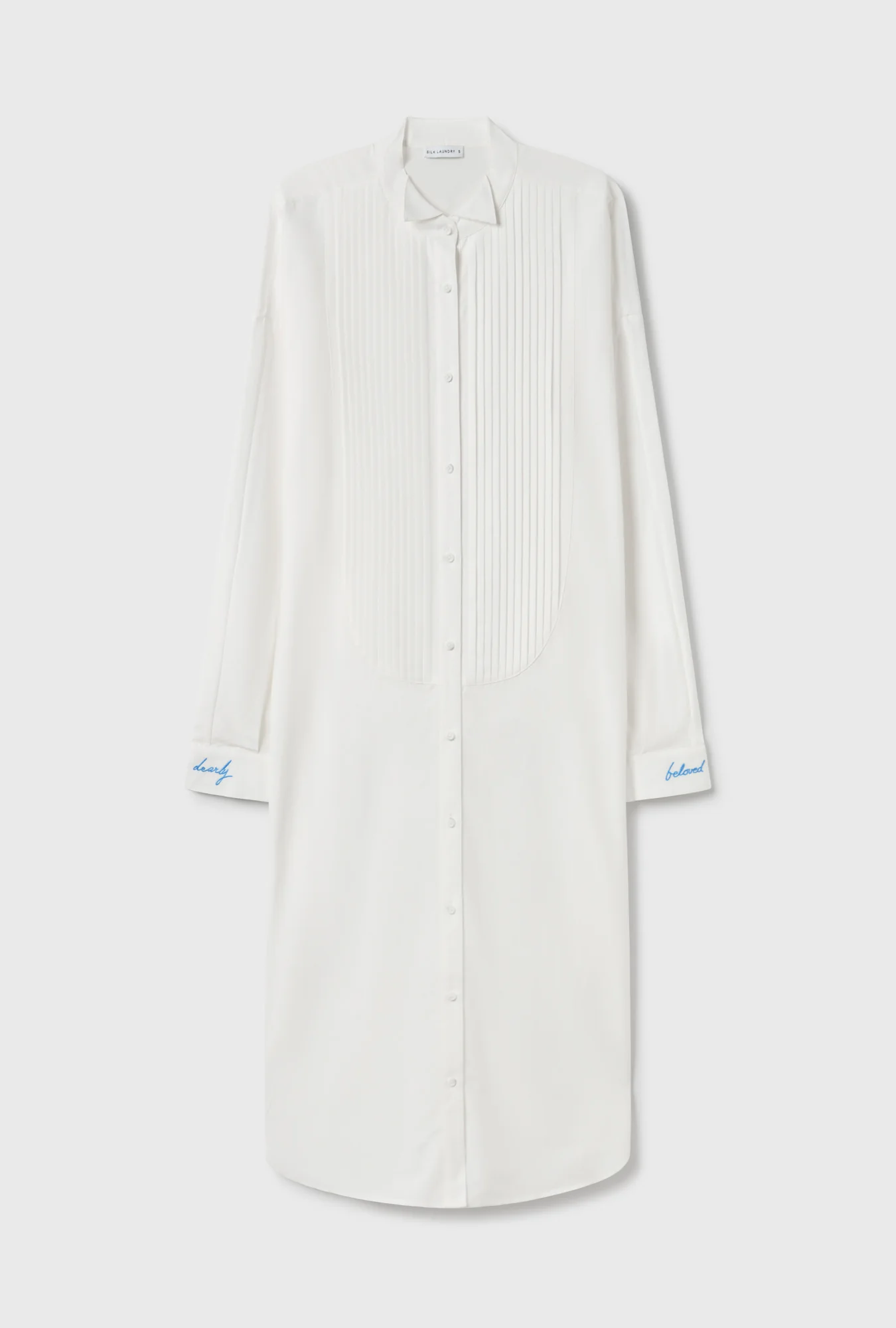 Round Tux Shirt Dress White