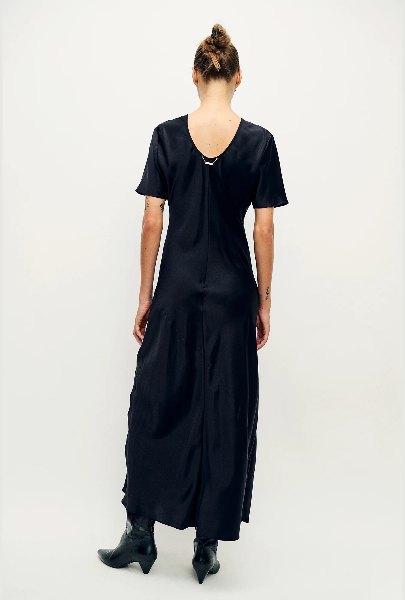 Short Sleeve Bias Dress Black - Image 3
