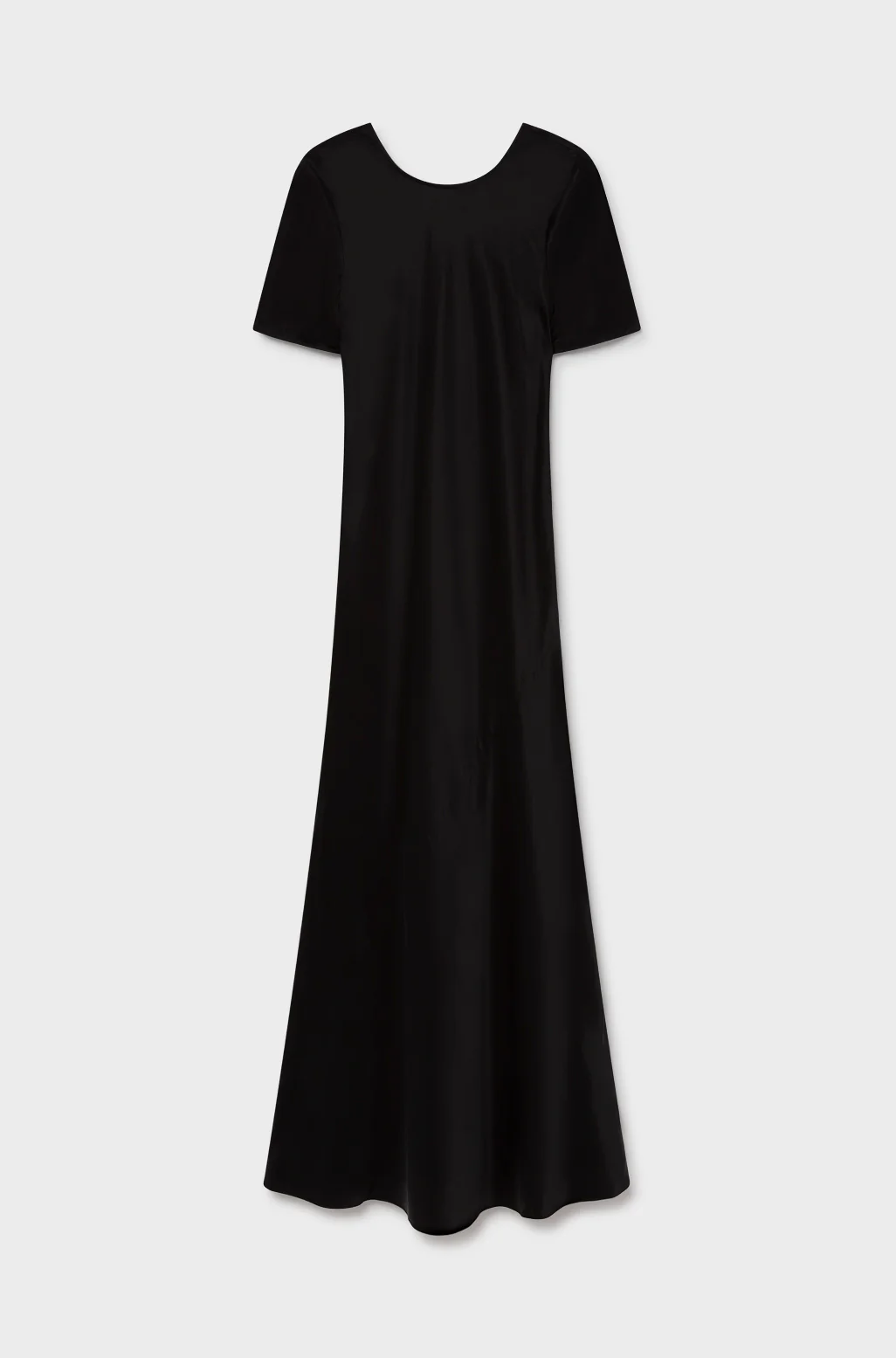 Short Sleeve Bias Dress Black Satin
