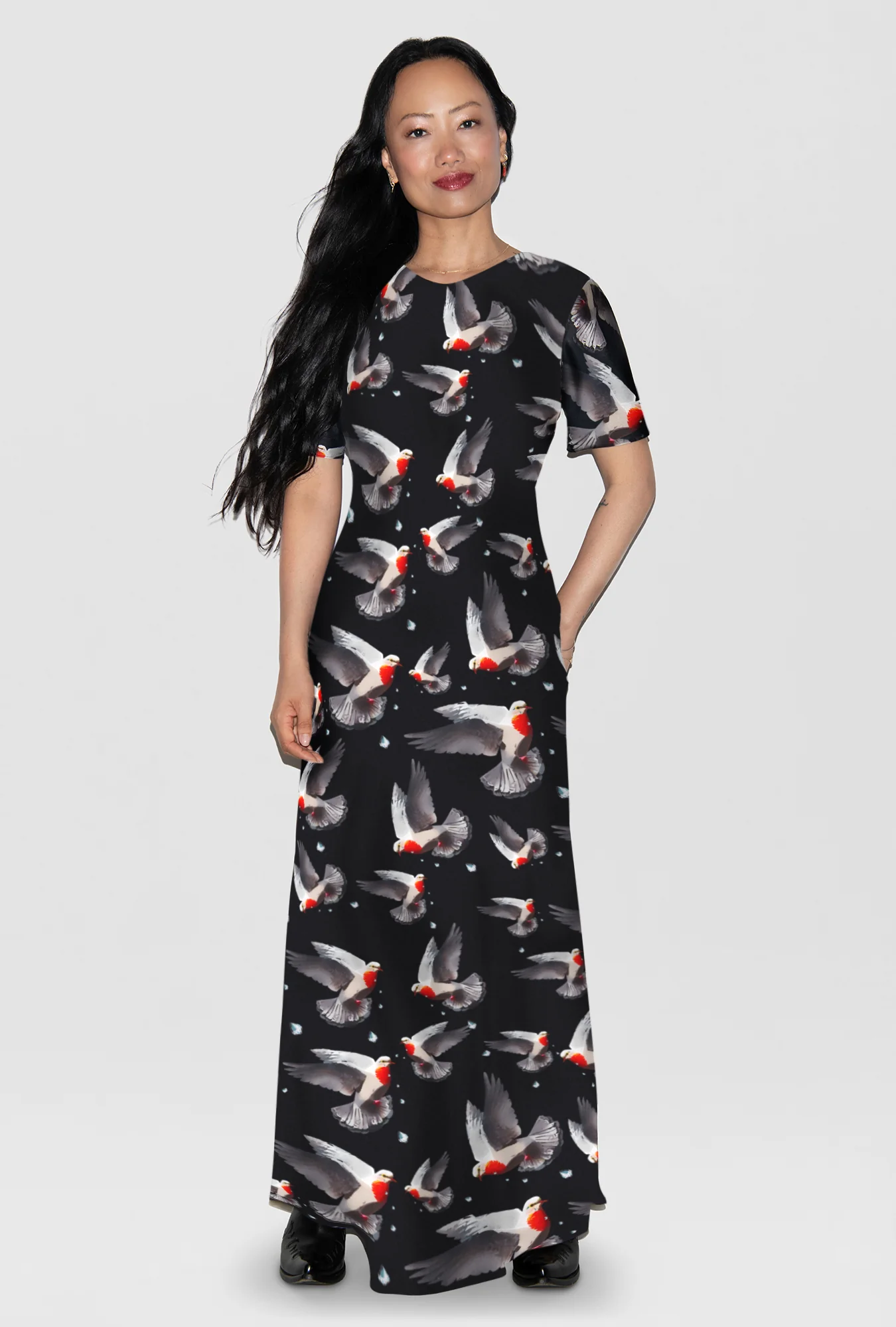 Short Sleeve Bias Dress Bleeding Dove - Image 2