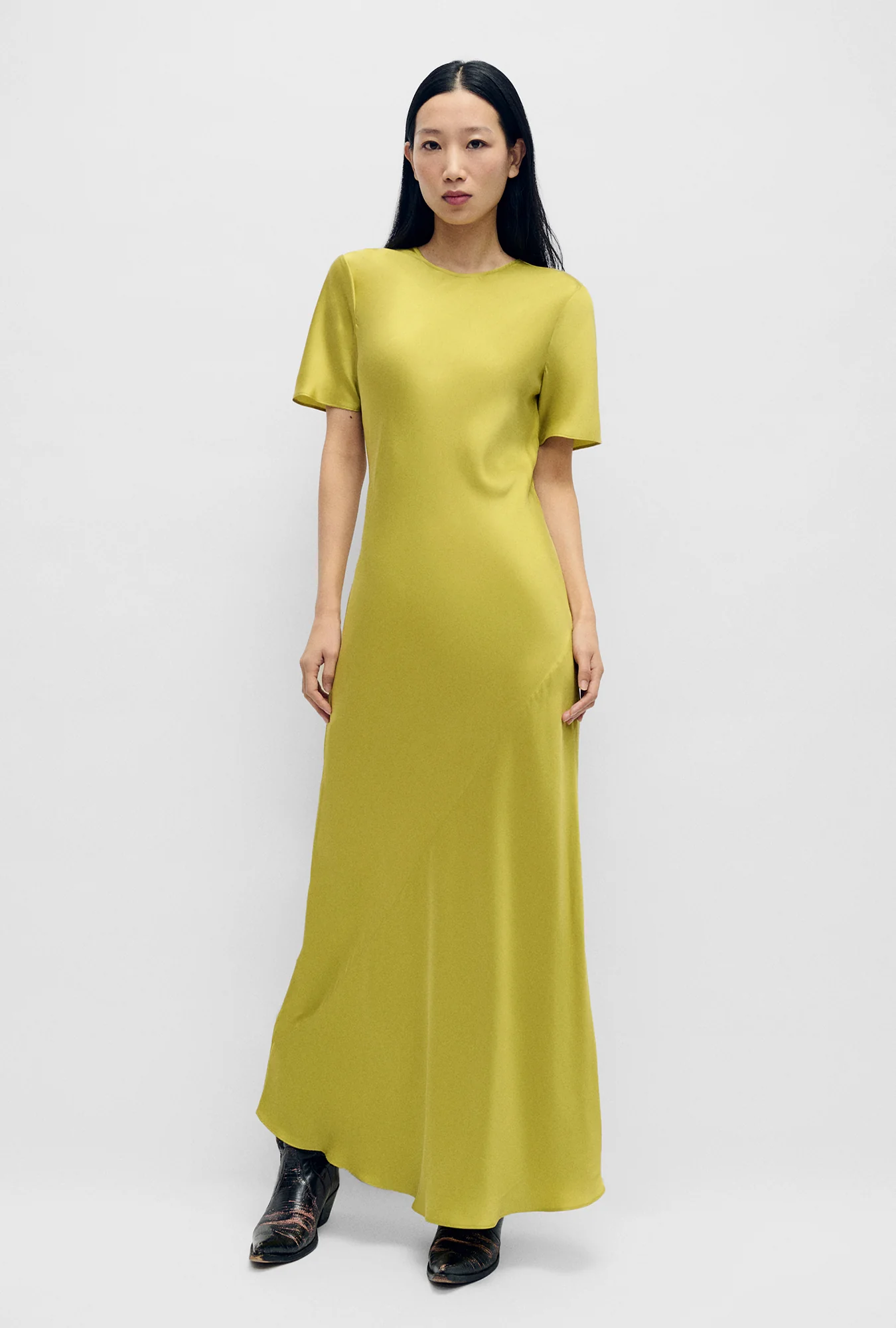 Short Sleeve Bias Dress Cactus - Image 2