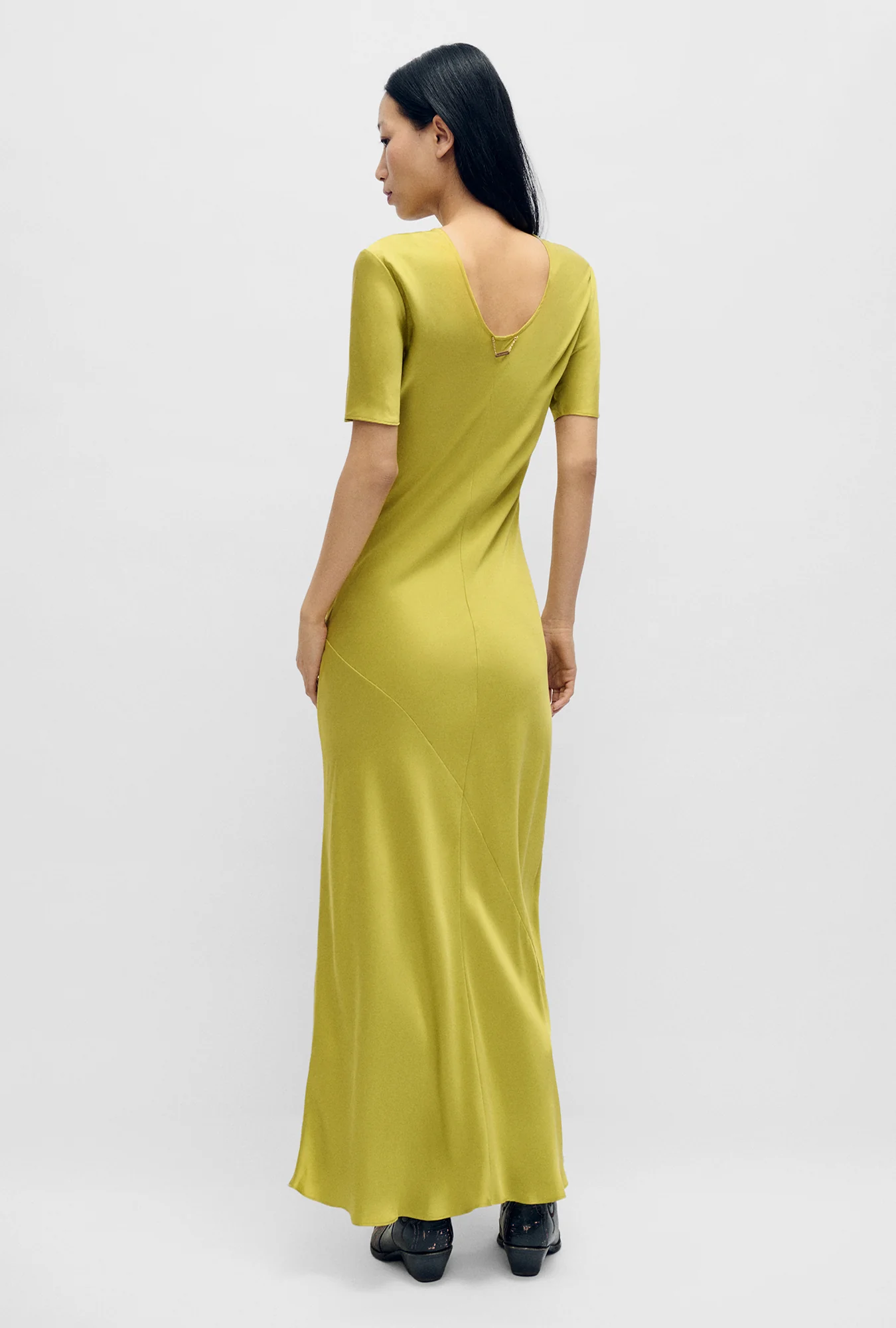 Short Sleeve Bias Dress Cactus - Image 3
